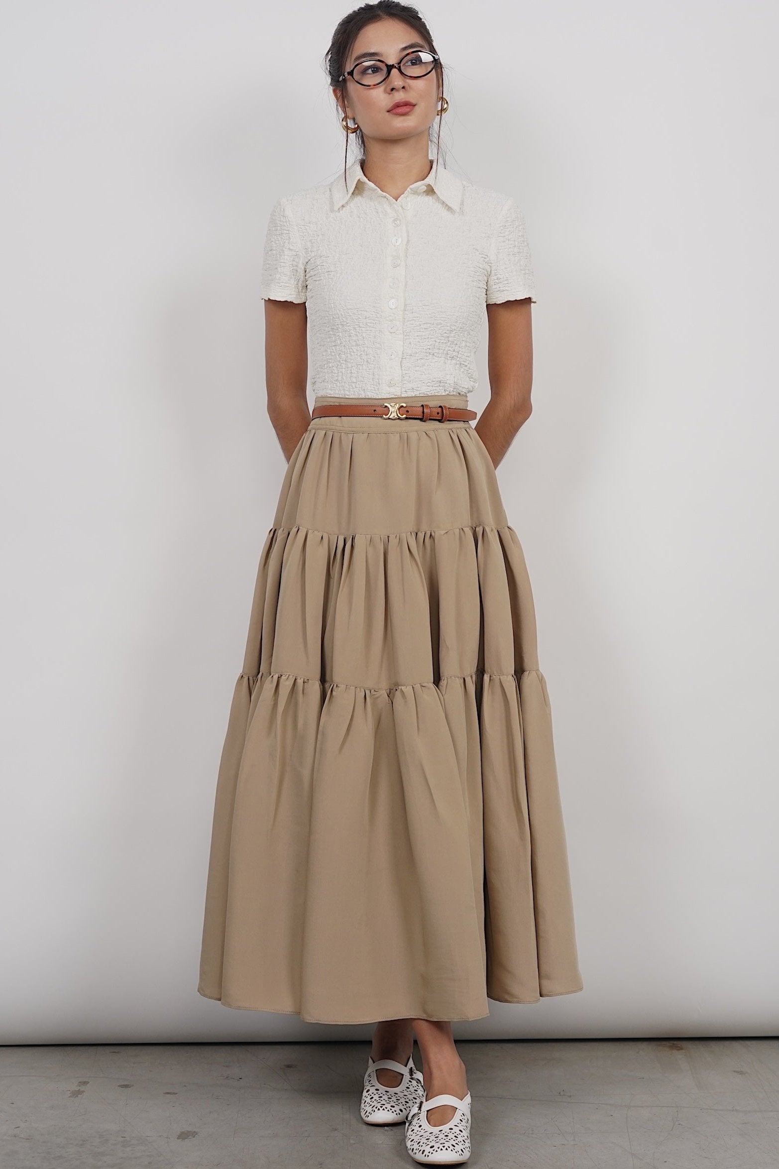 Cloud Maxi Skirt in Dessert Sand