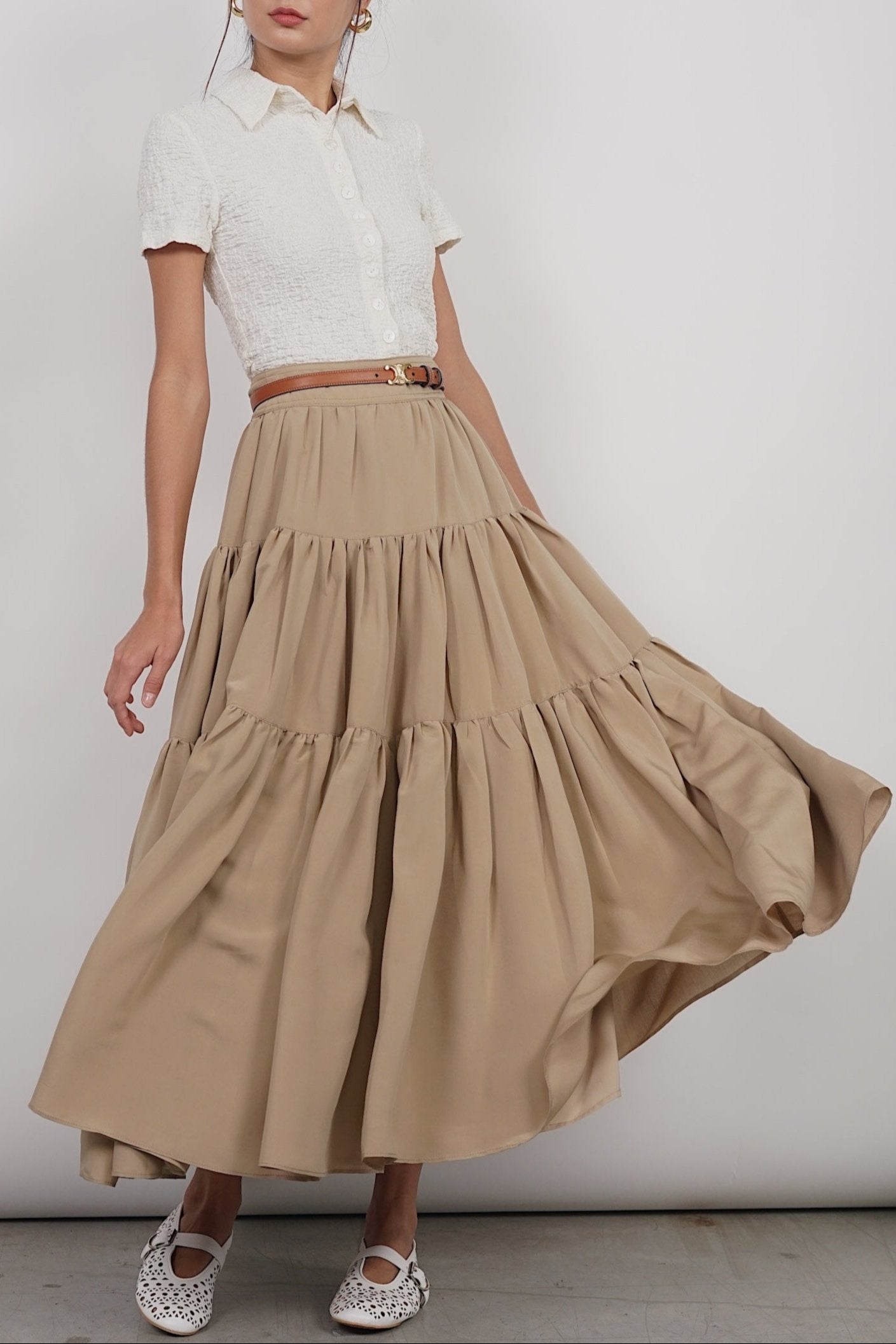 Cloud Maxi Skirt in Dessert Sand