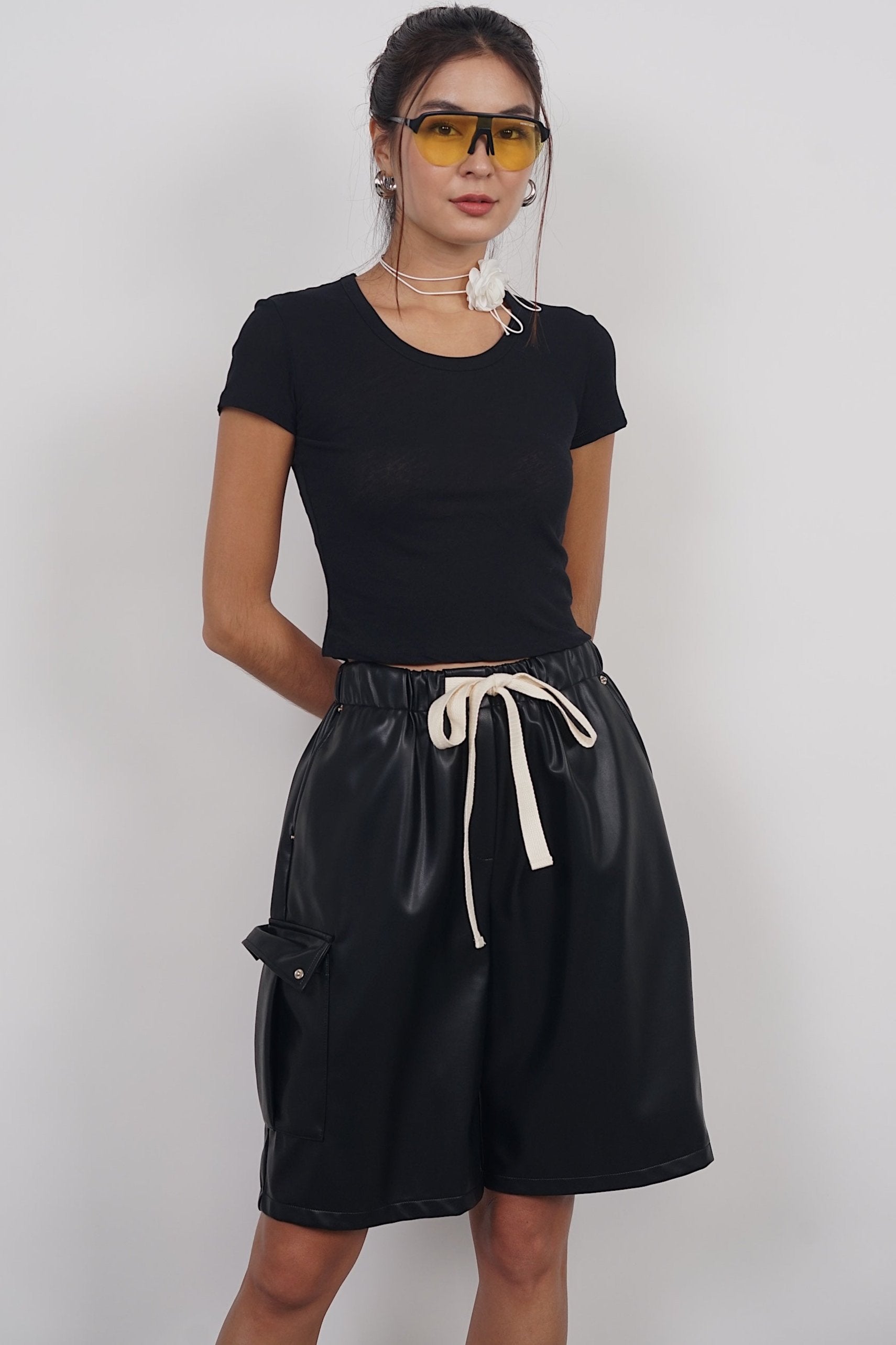 Bermudas Leather Shorts in Black