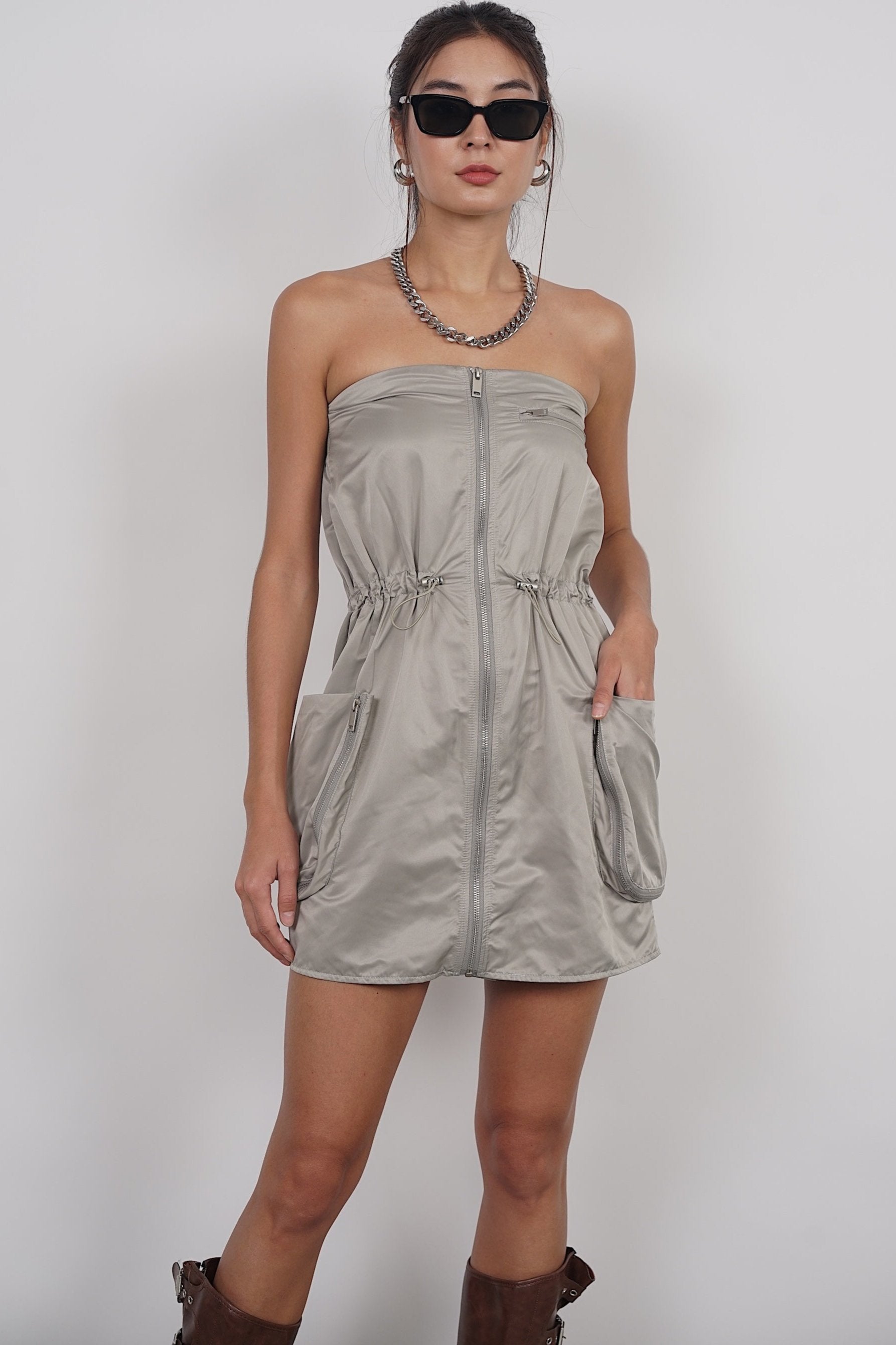 Tube Dress in Olive Green