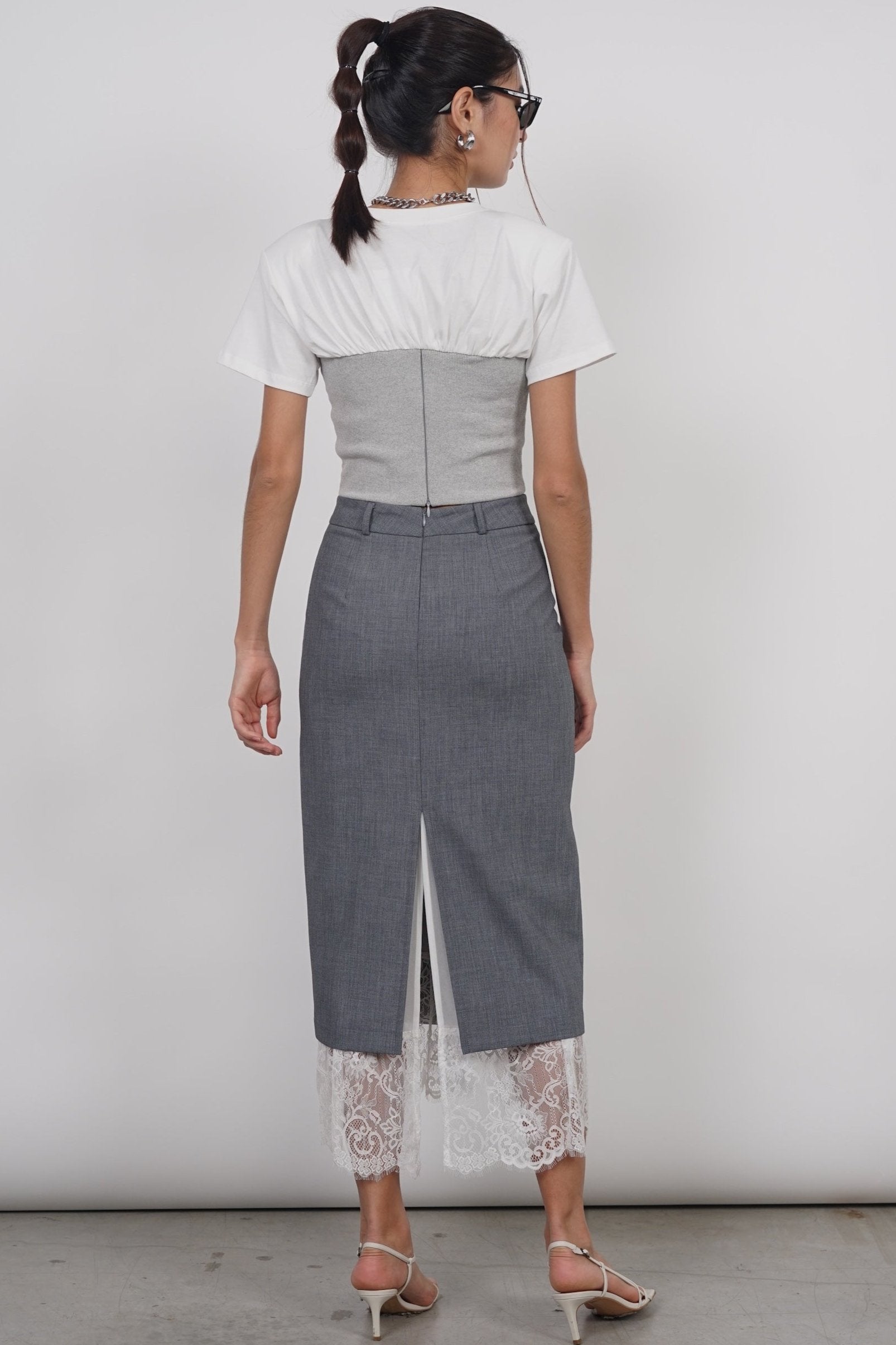 Dreamy Lace Skirt in Heather Grey