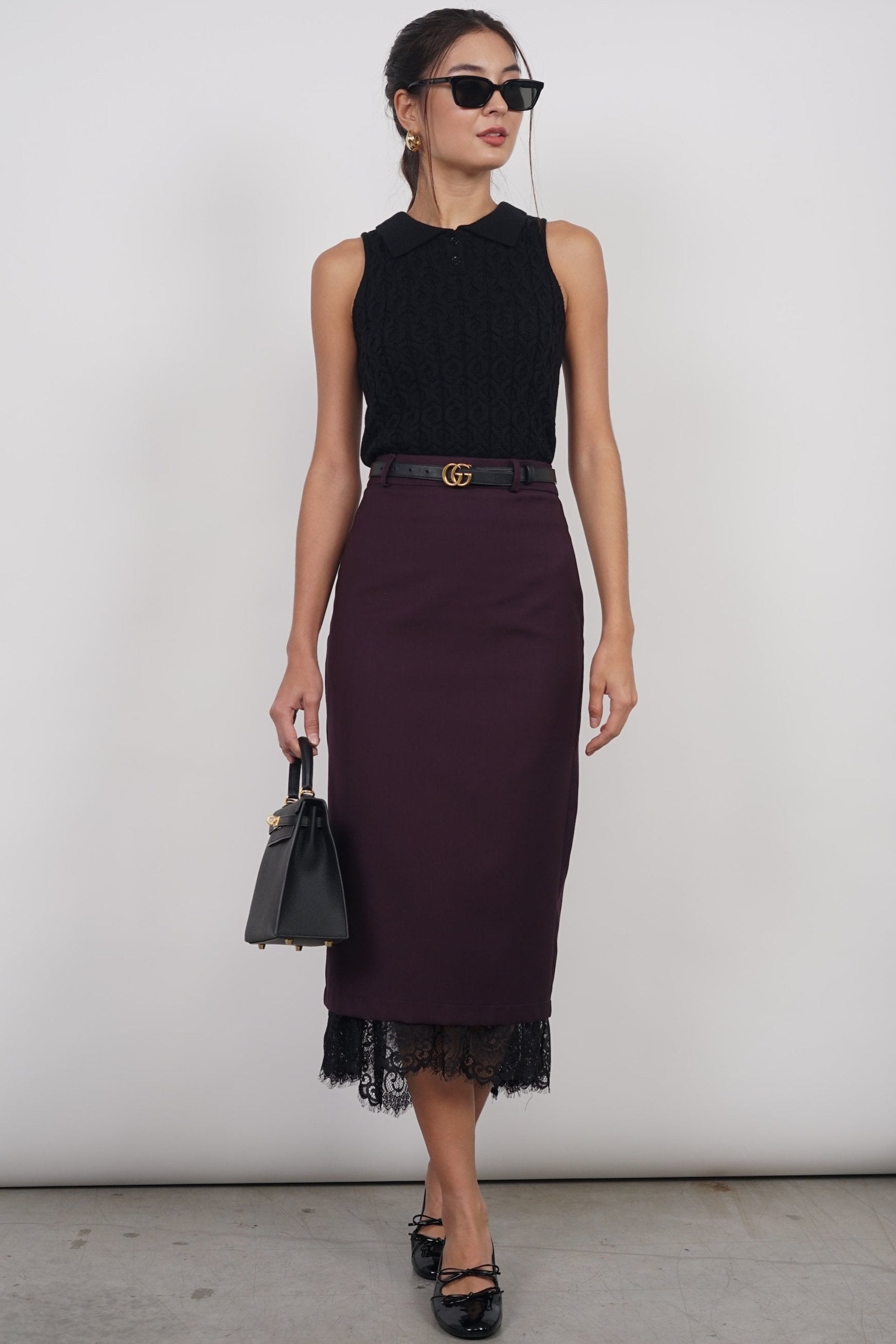 Dreamy Lace Skirt in Burgundy