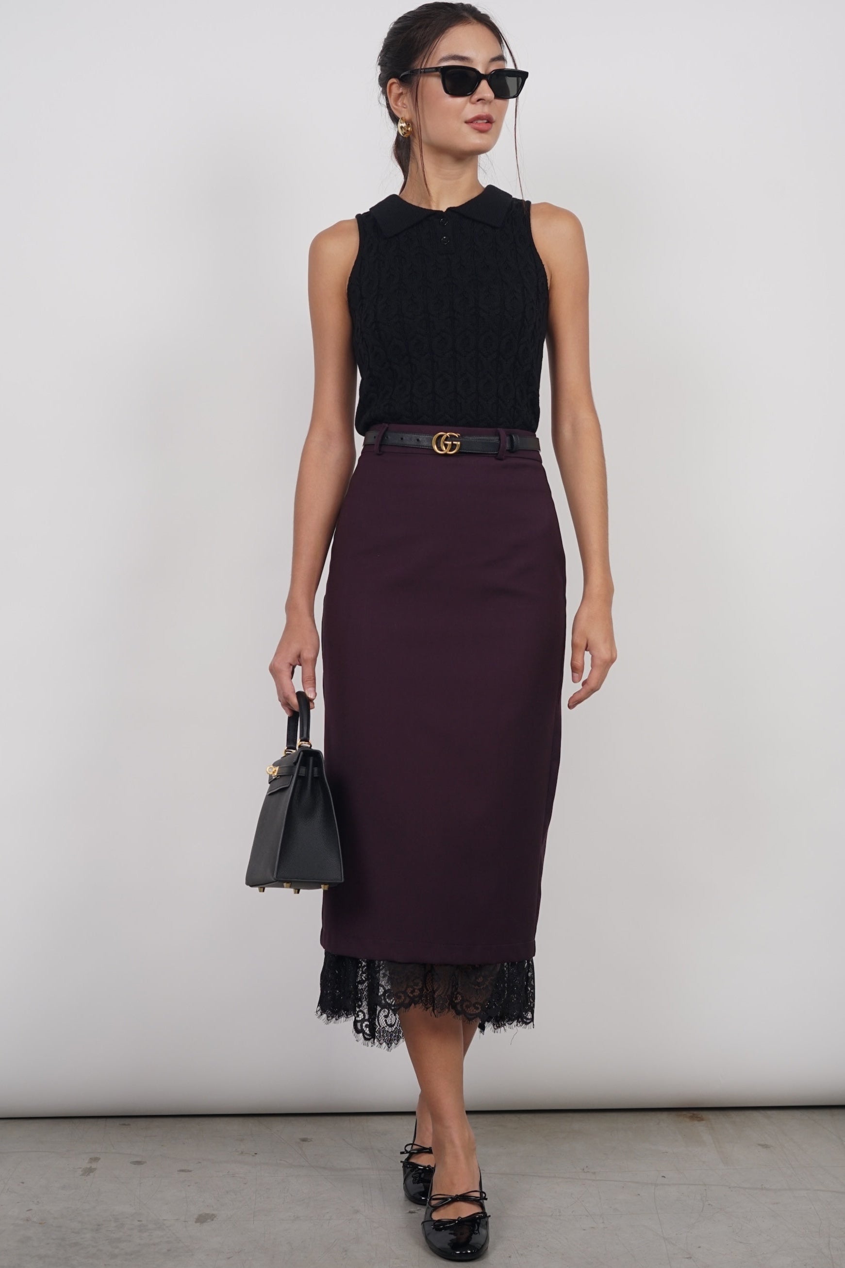 Halter Cable Knit Top in Black