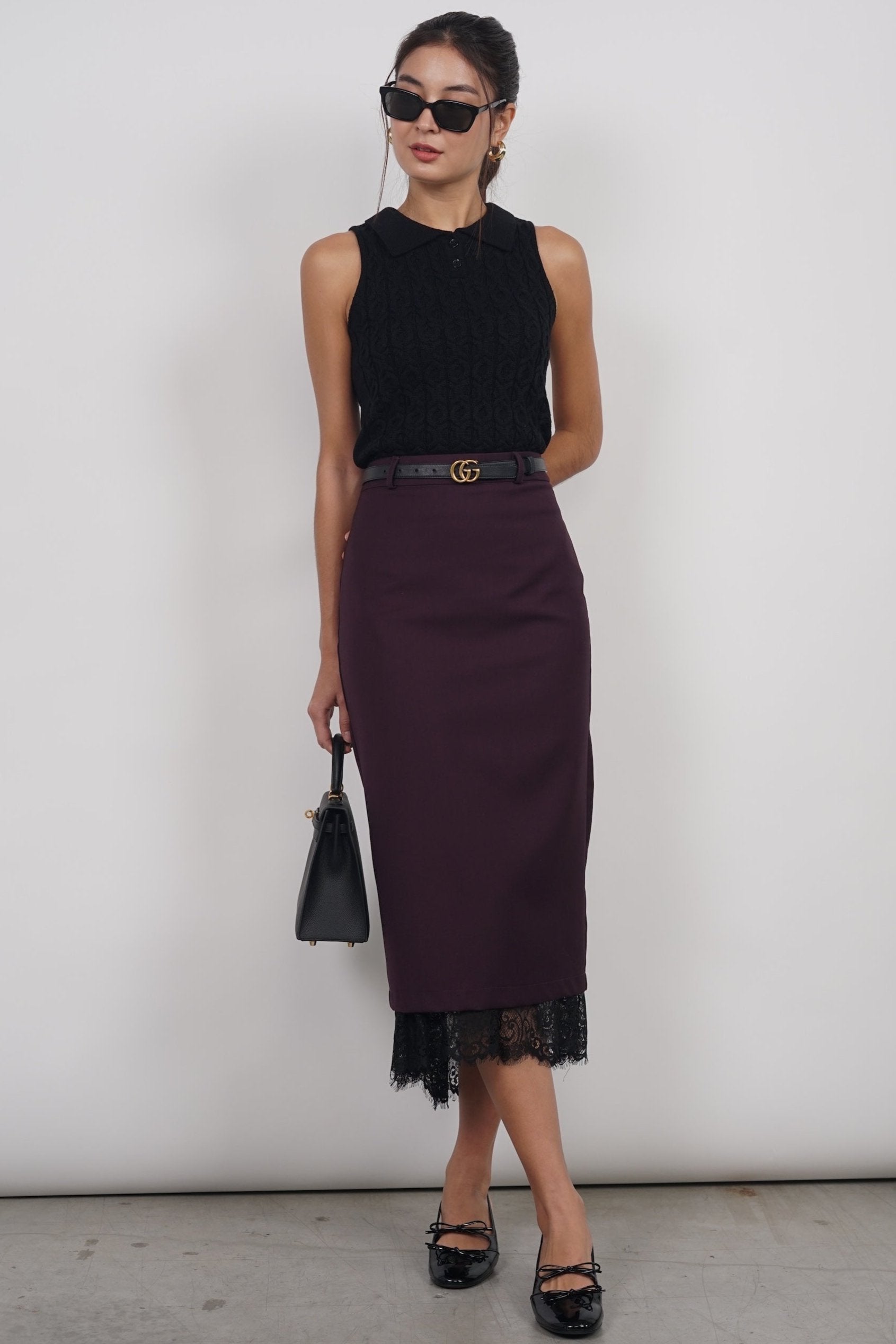 Dreamy Lace Skirt in Burgundy