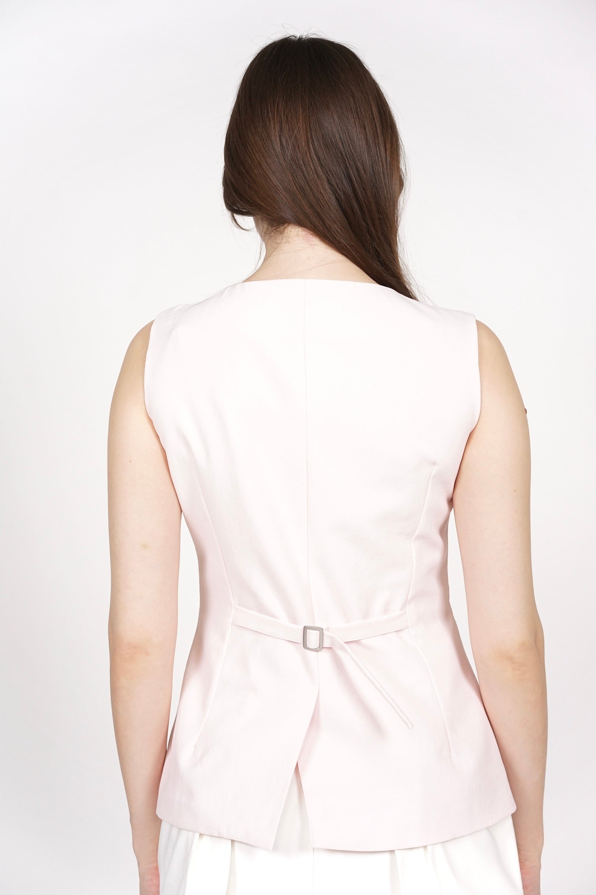 Tailored Longline Vest Top in Pale Pink