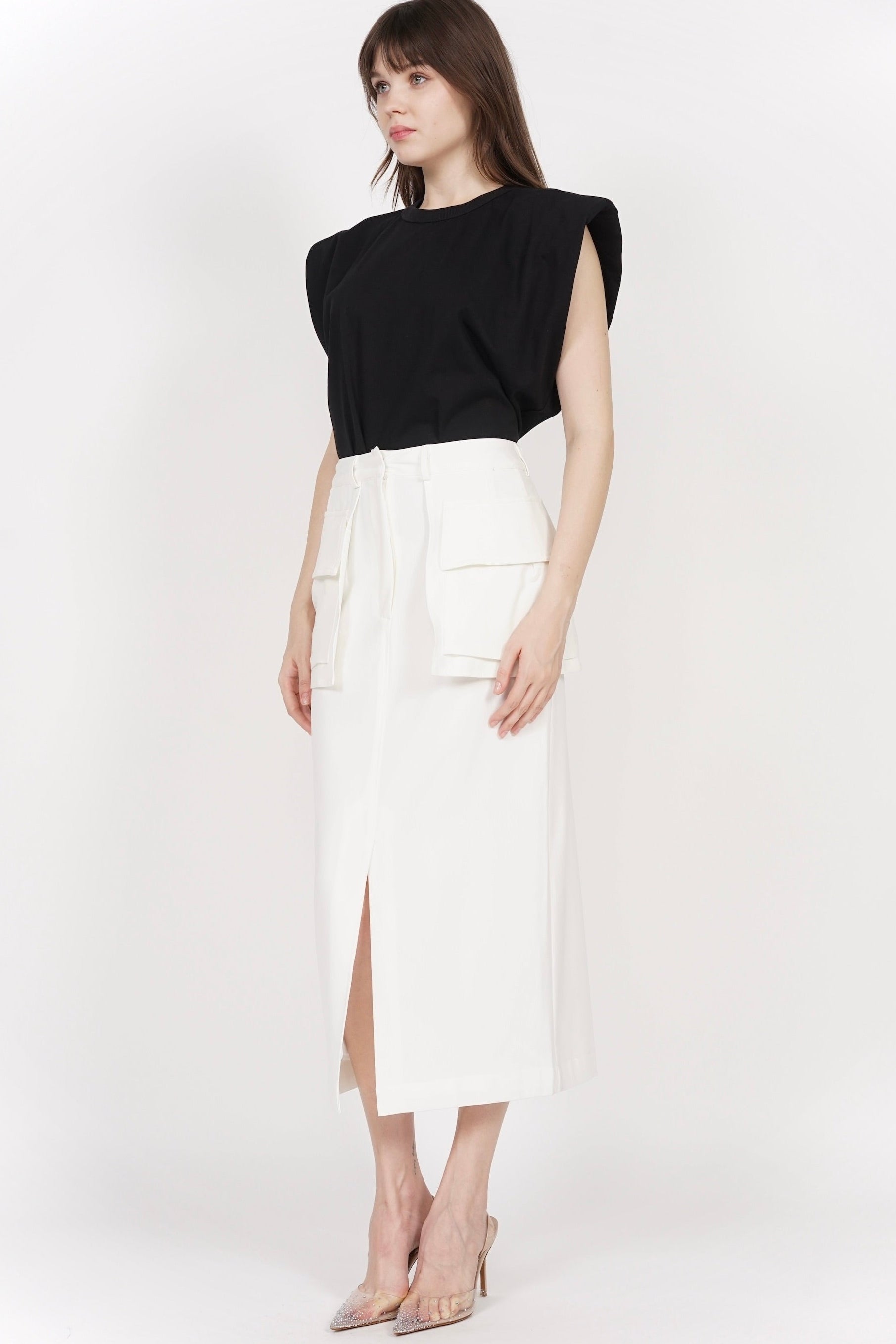 Cargo Pocket Skirt in White
