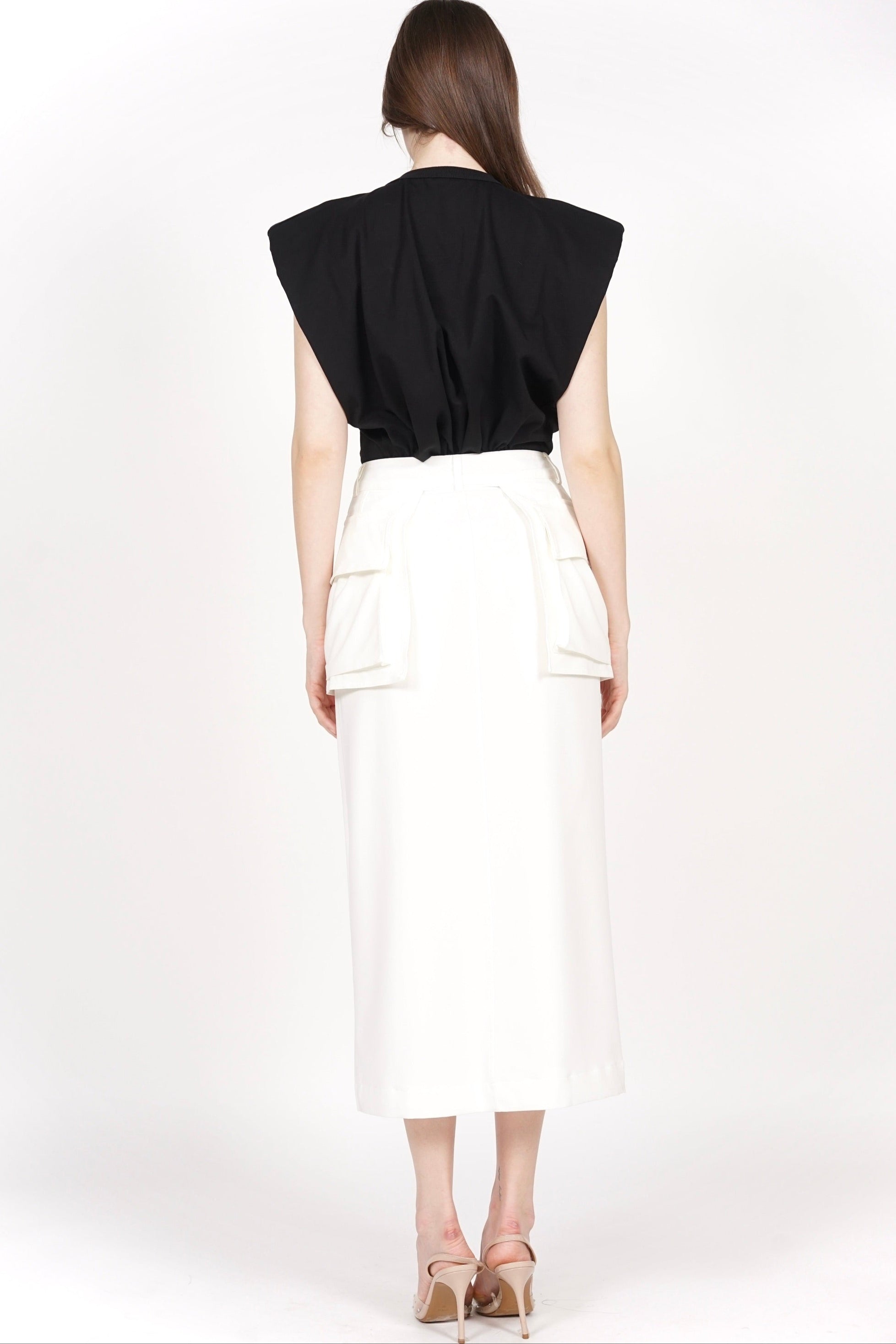 Cargo Pocket Skirt in White