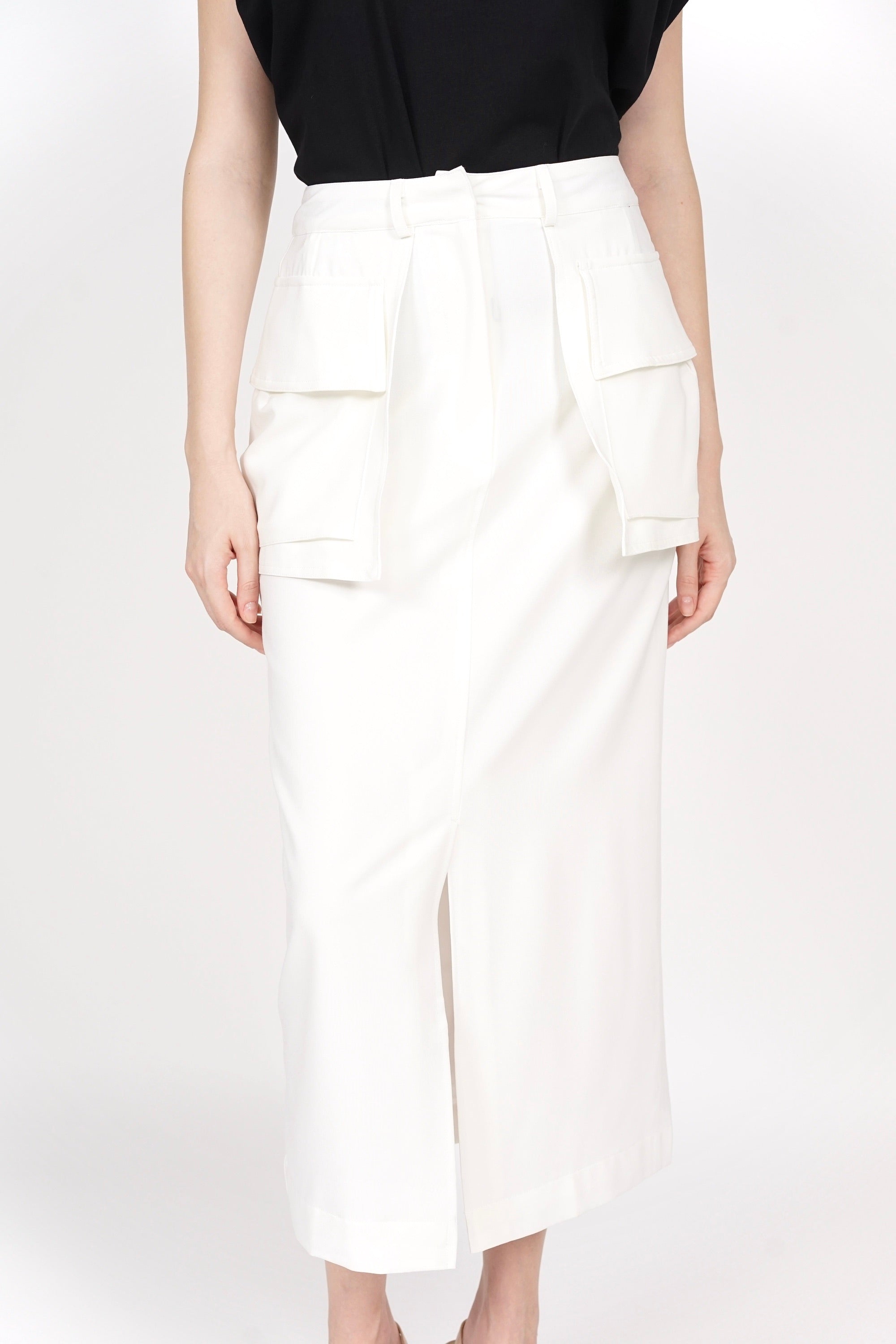 Cargo Pocket Skirt in White
