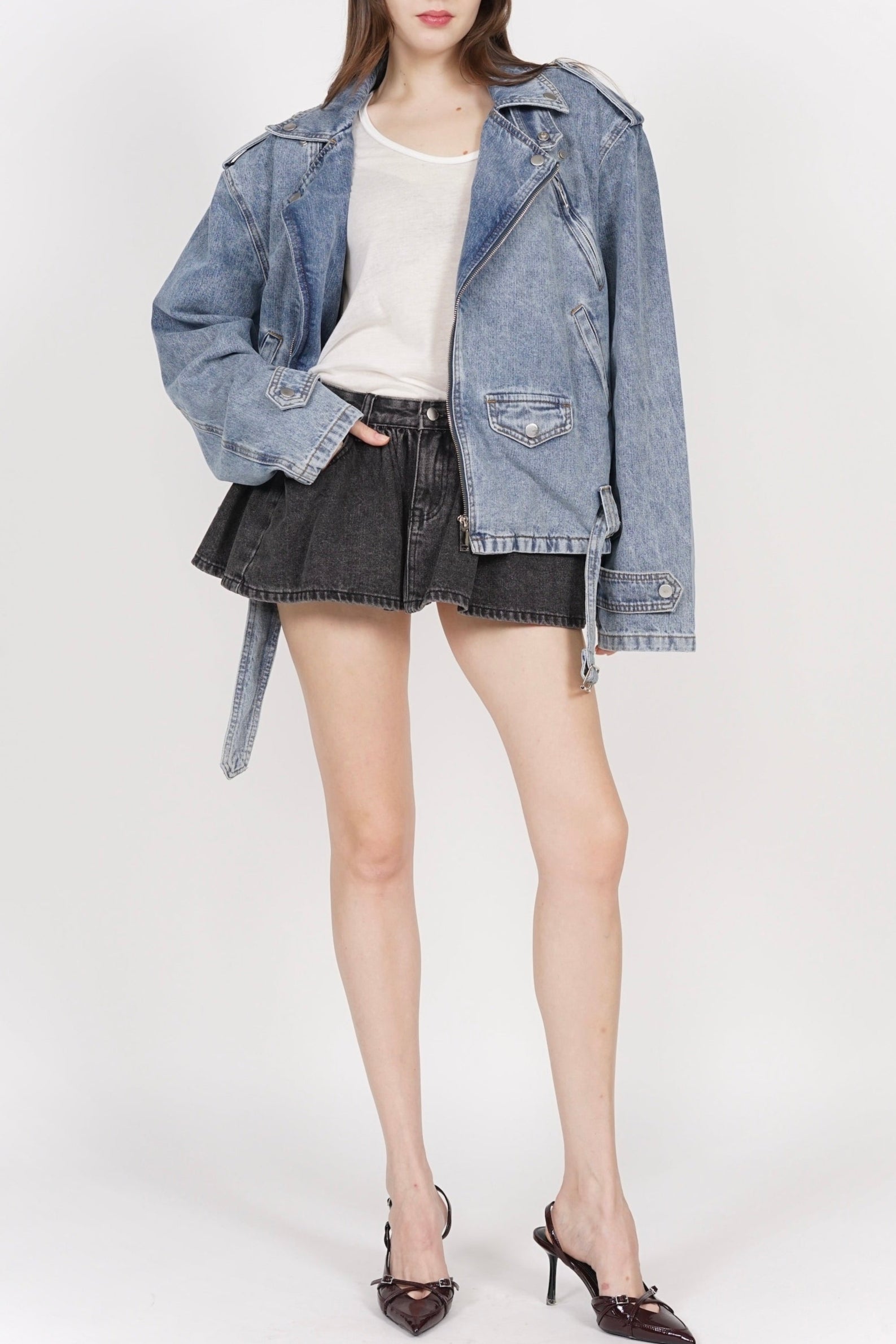 Giana Oversized Biker in Denim