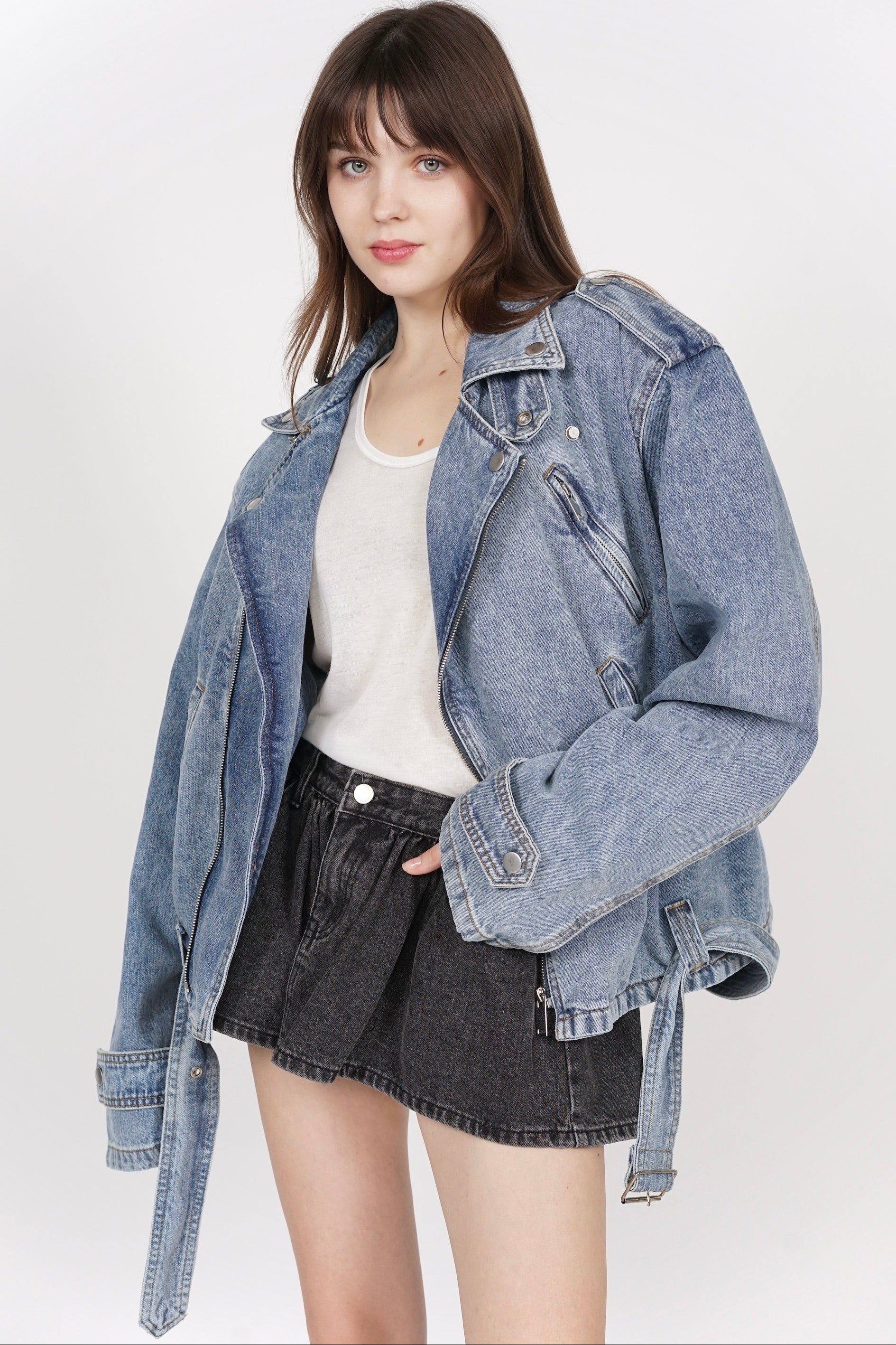 Giana Oversized Biker in Denim