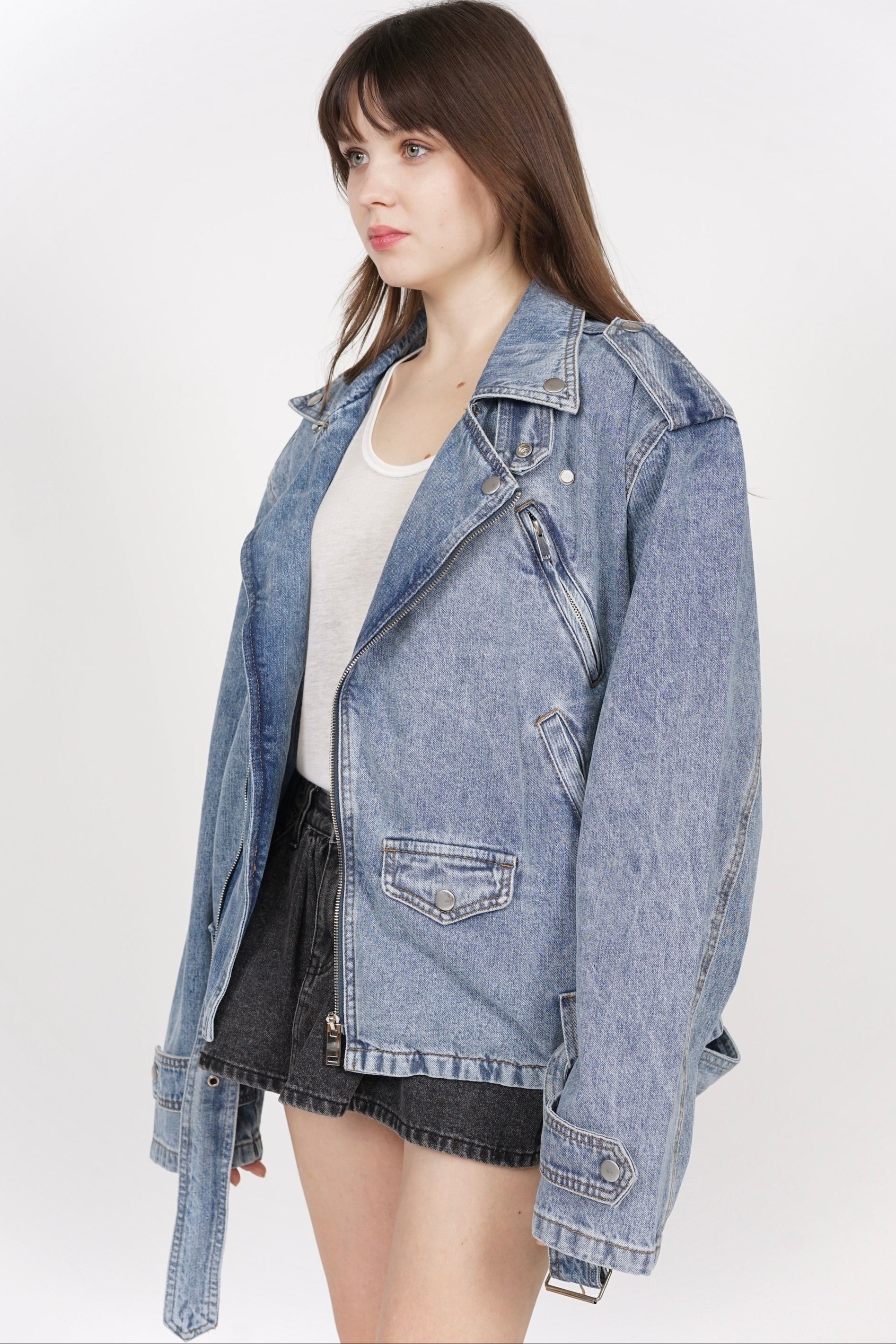 Giana Oversized Biker in Denim