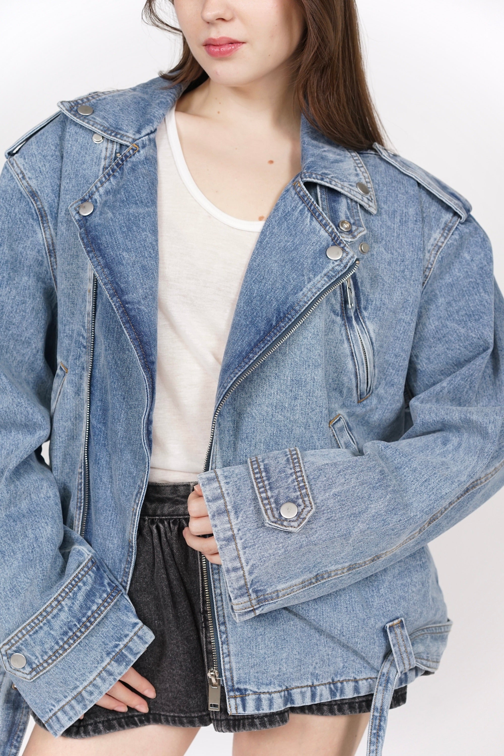 Giana Oversized Biker in Denim