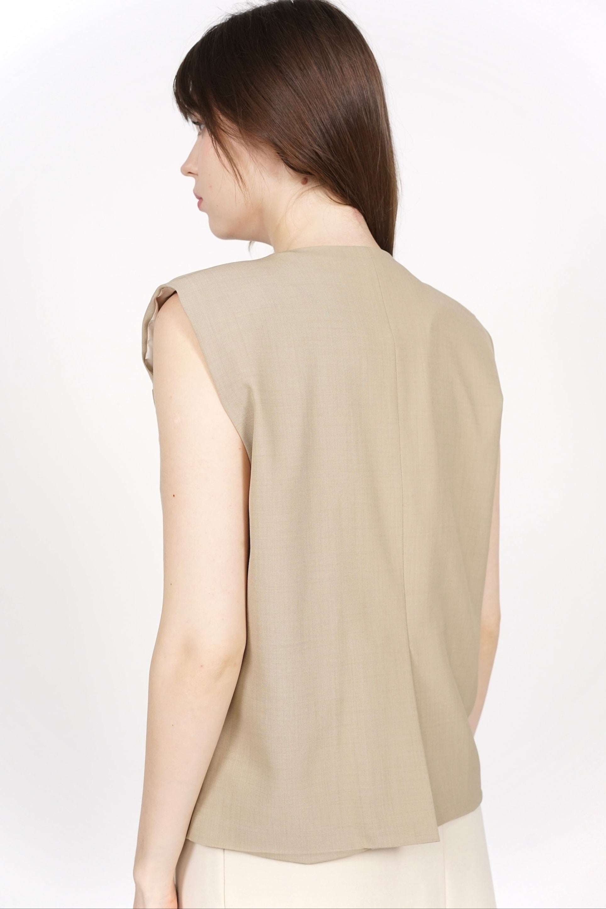 Two-Piece Layered Vest Set in Khaki