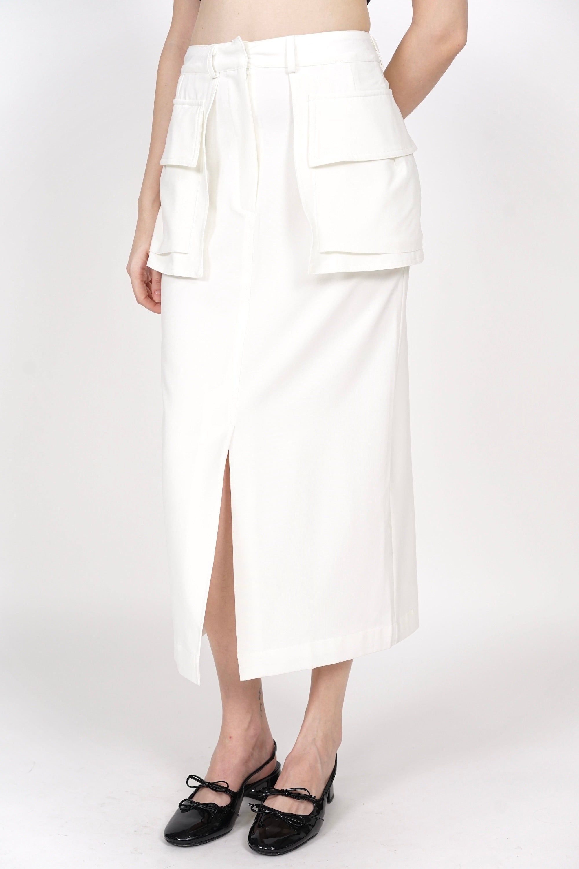 Cargo Pocket Skirt in White