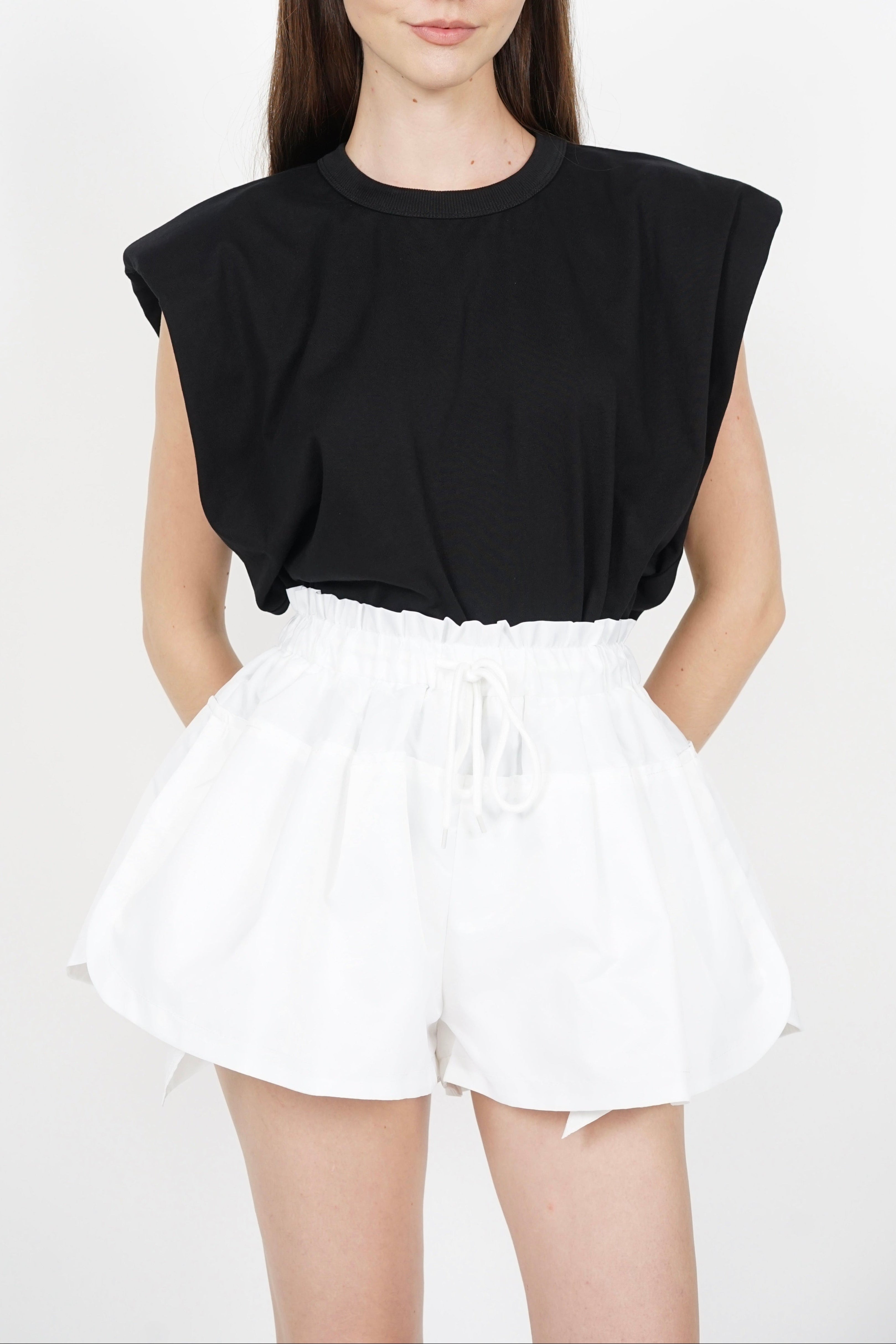 Drawstring Waist Shorts in White