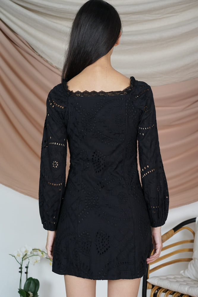 Nickole Eyelet Dress in Black
