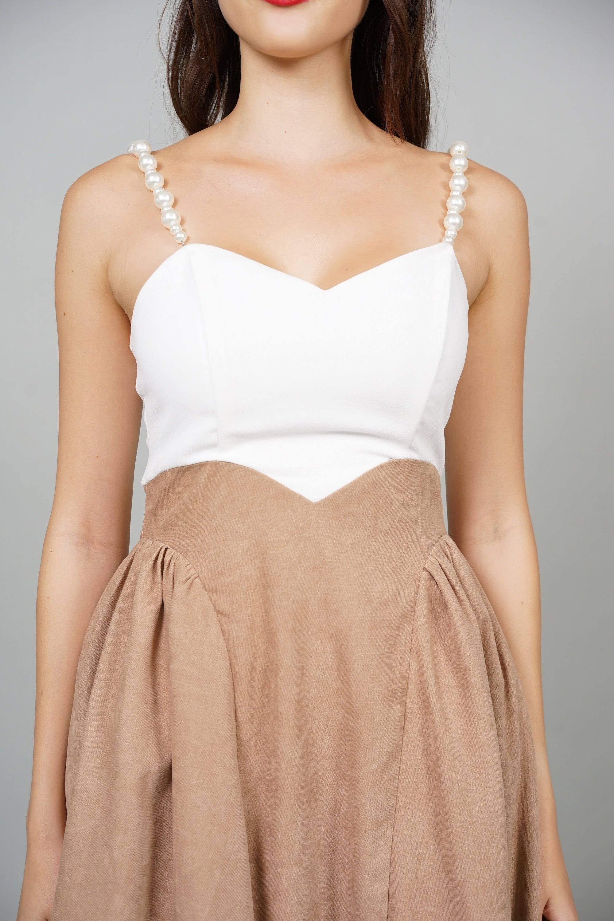 Avery Cami Midi Dress in White Nude