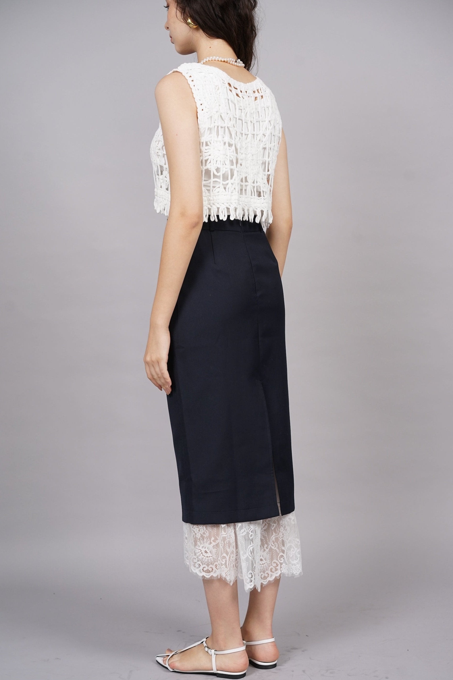 Dreamy Lace Skirt in Navy