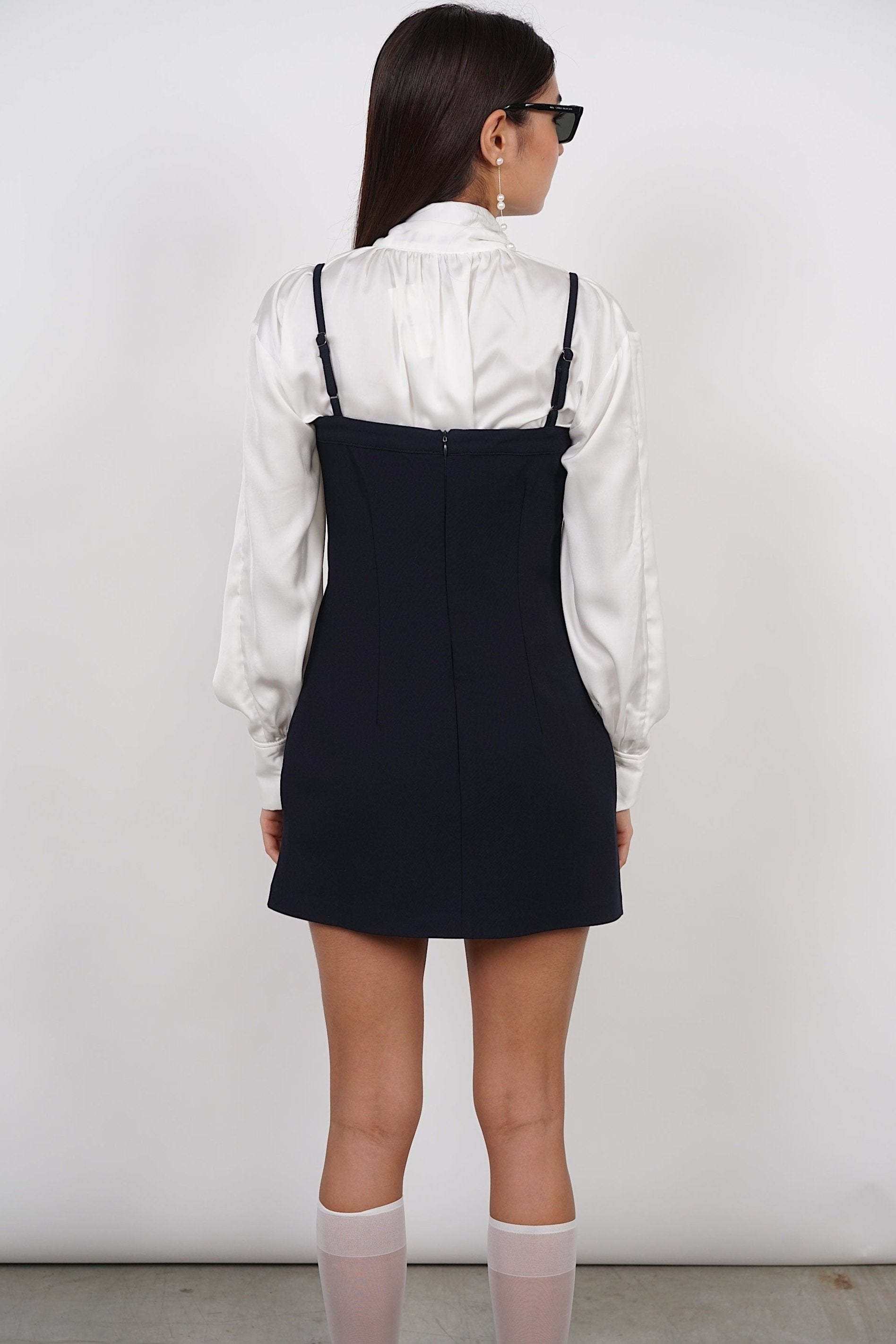 Bow Up Mini Dress in Midnight Black