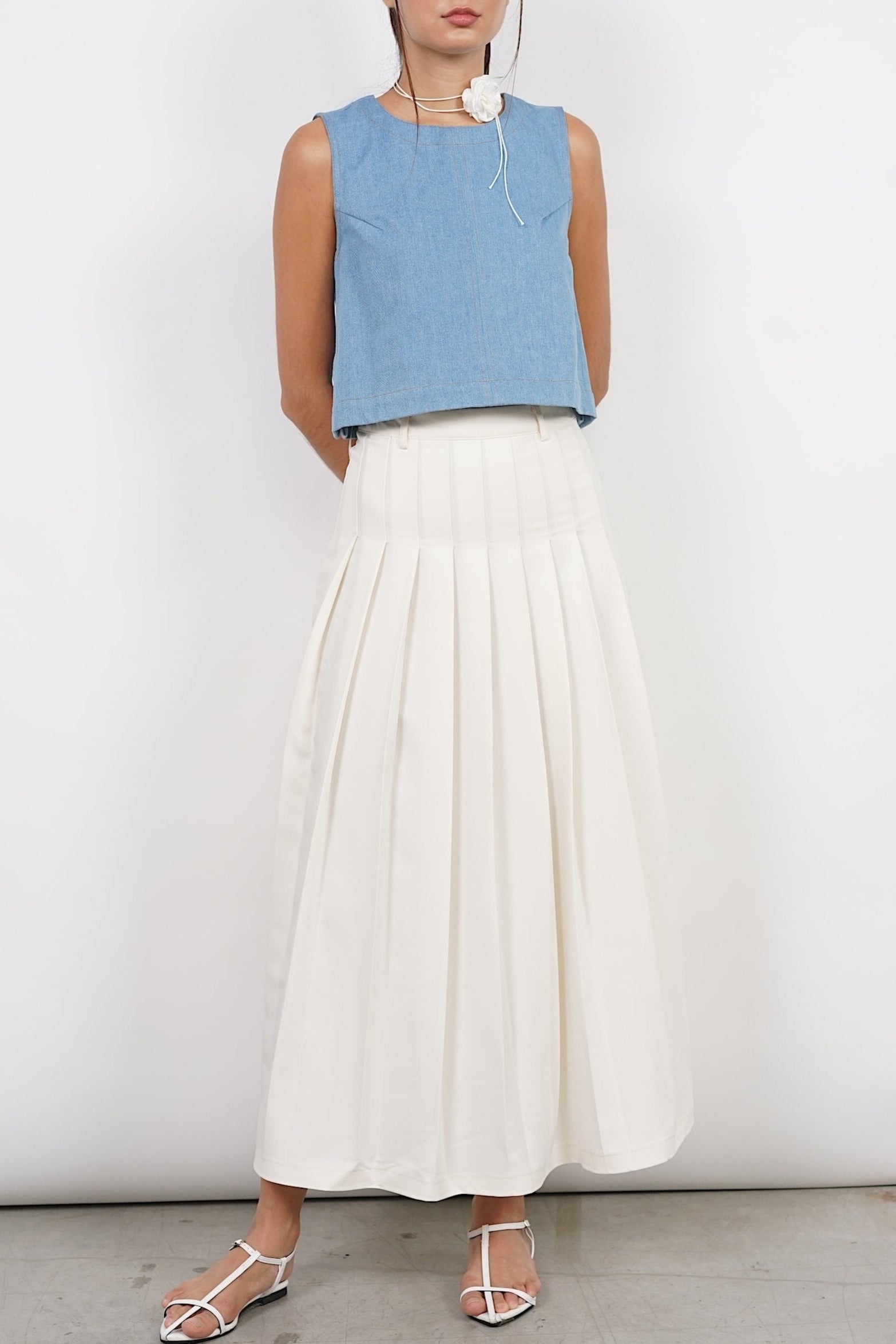 Denim Tunic Top in Light Blue