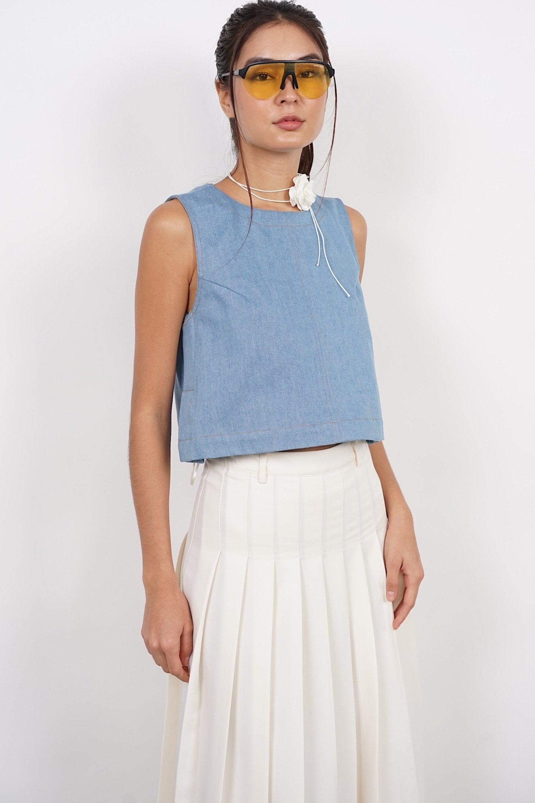 Denim Tunic Top in Light Blue