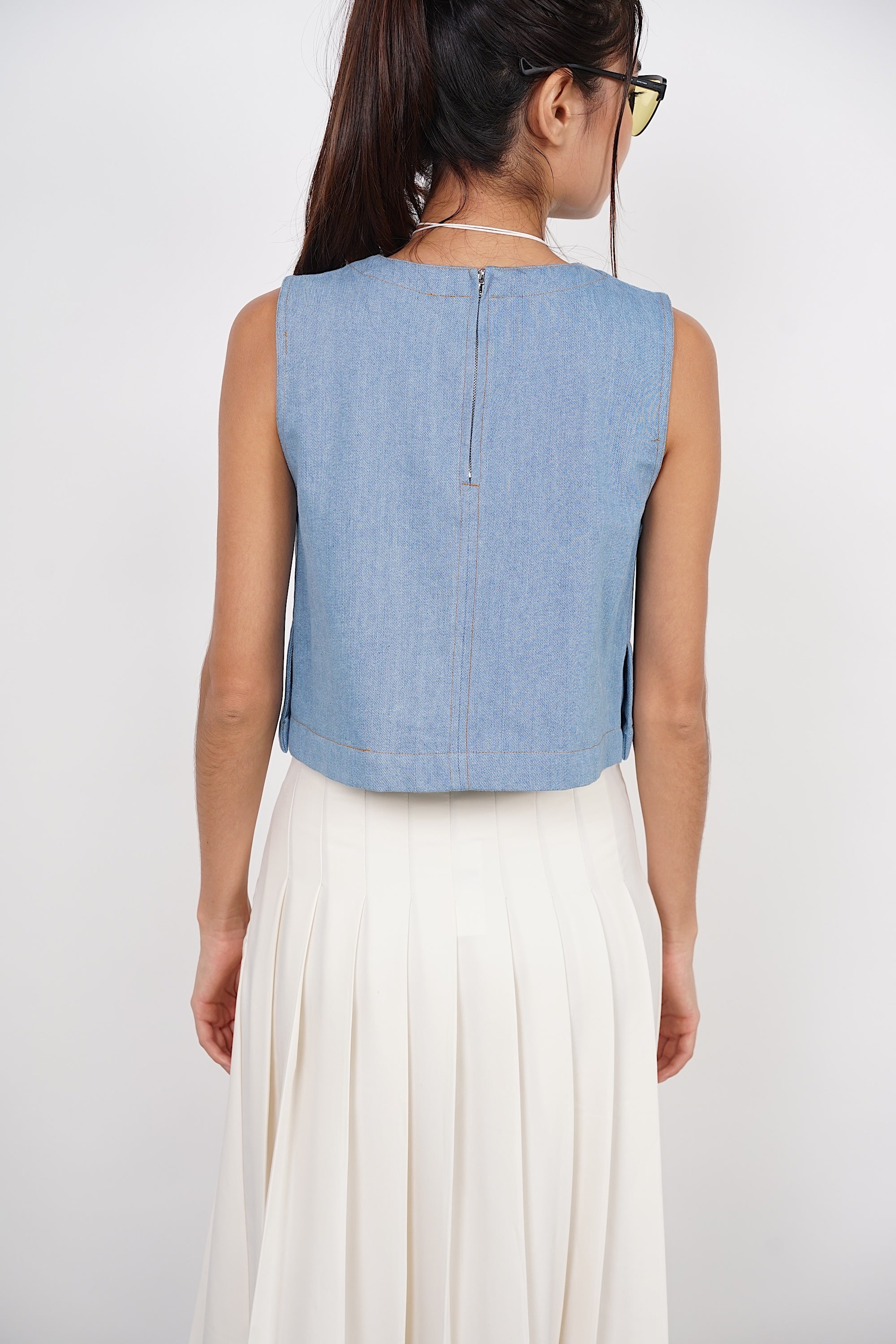 Denim Tunic Top in Light Blue
