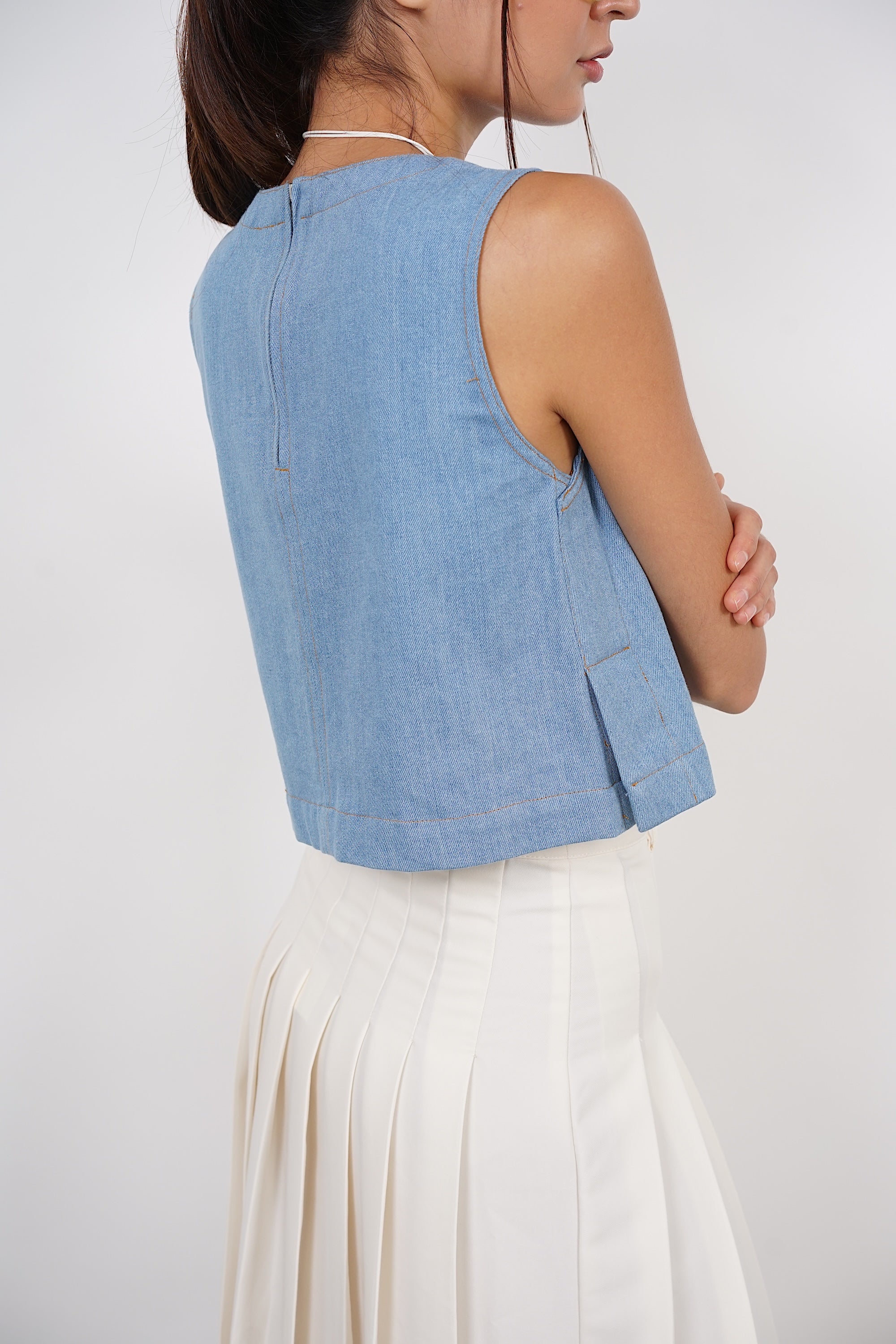 Denim Tunic Top in Light Blue