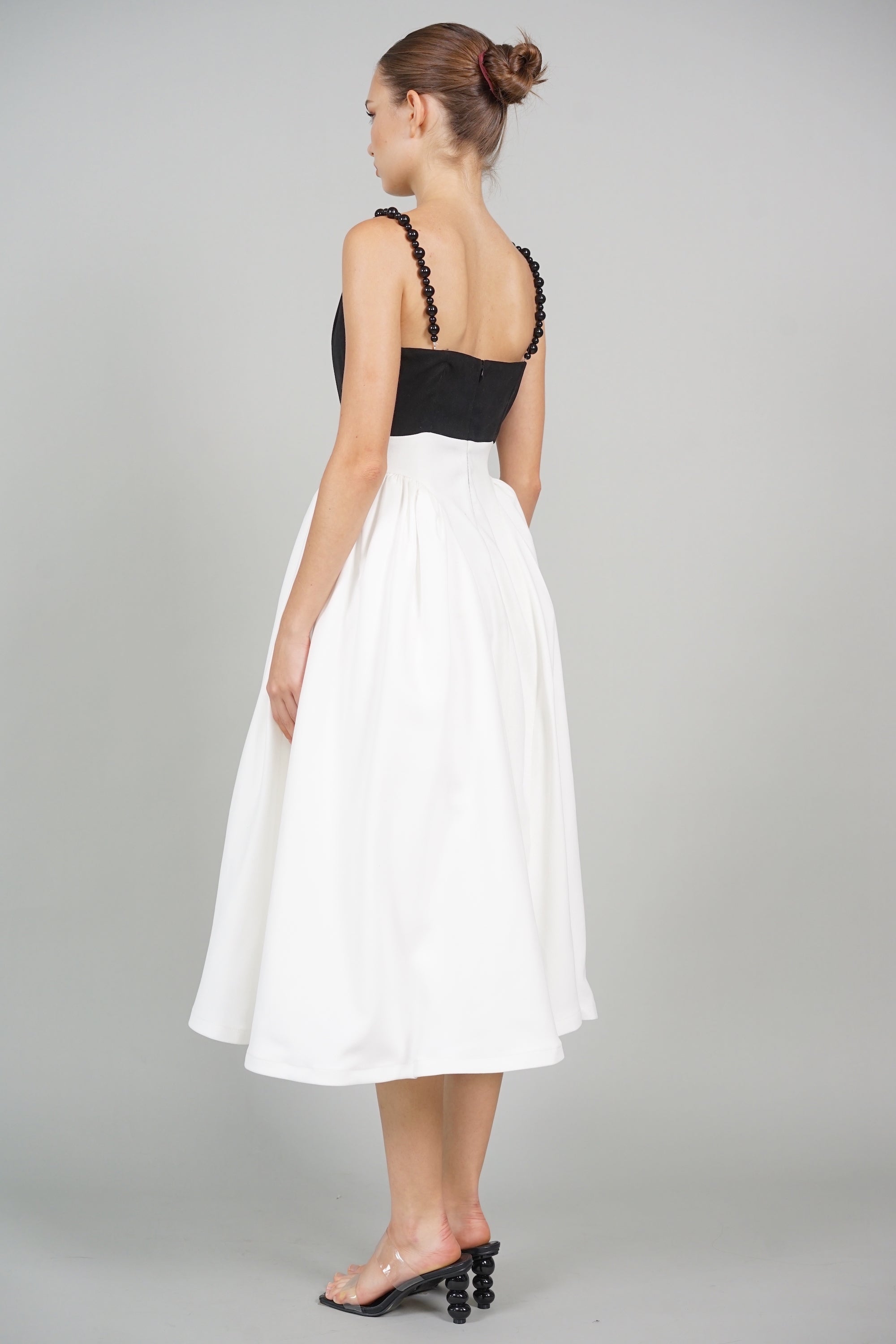 Avery Cami Midi Dress in Black White