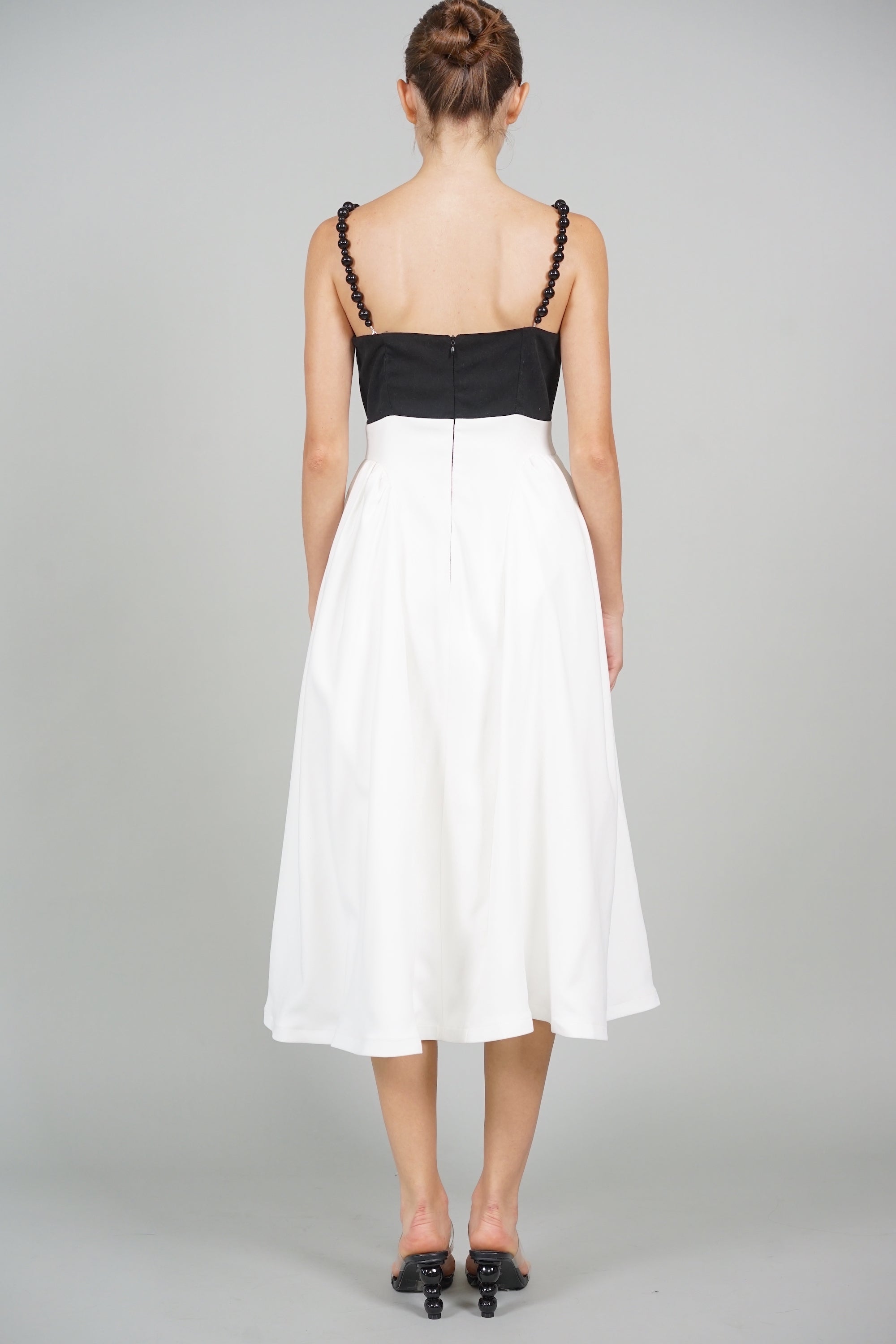 Avery Cami Midi Dress in Black White