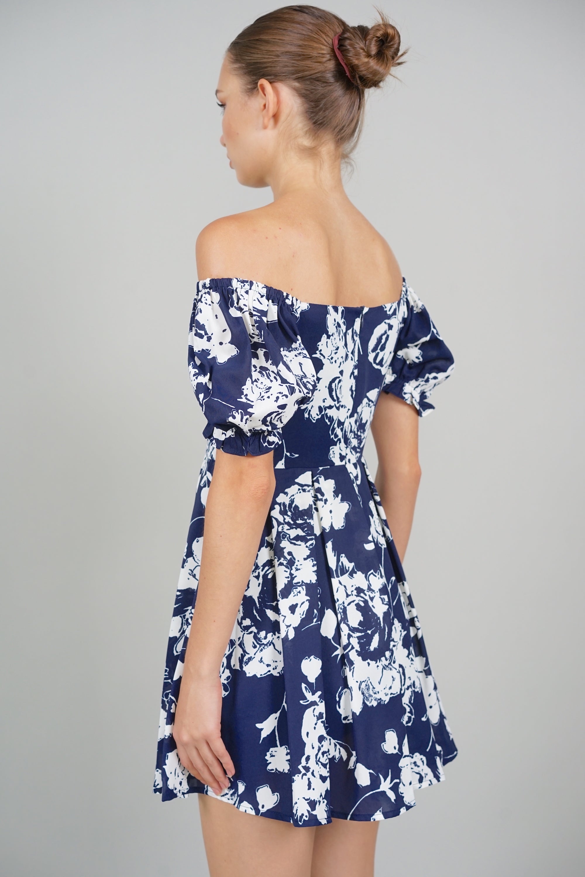 Jas Gathered Romper in Navy Floral