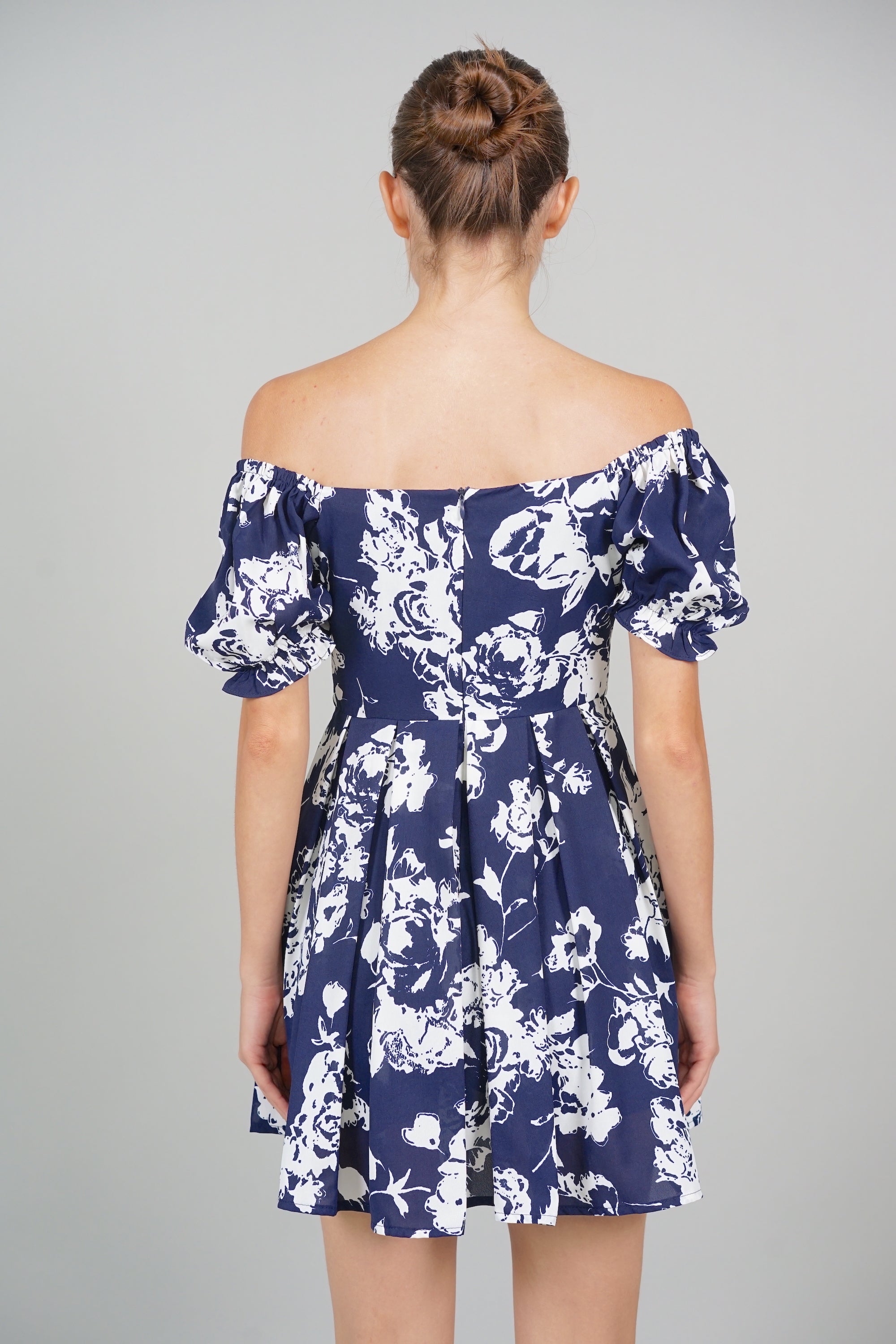 Jas Gathered Romper in Navy Floral
