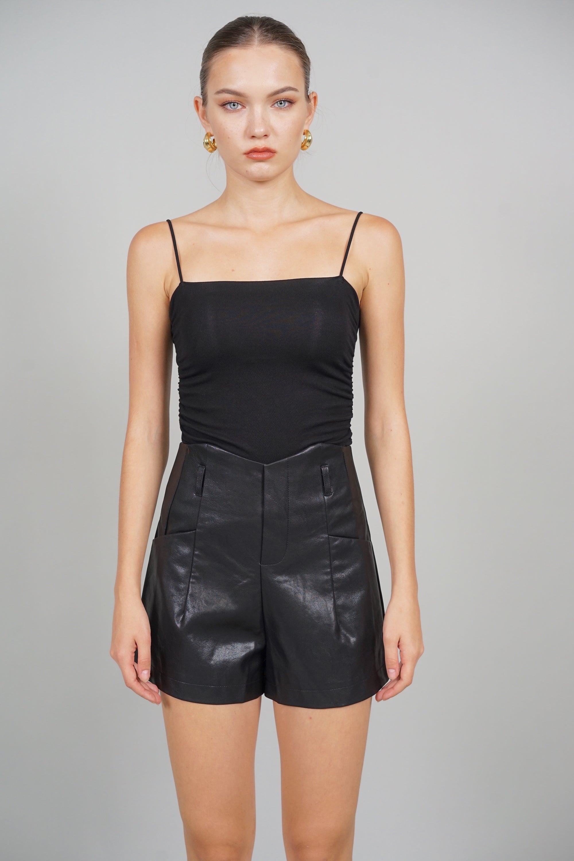 EVERYDAY / Zadie Leather Shorts in Black