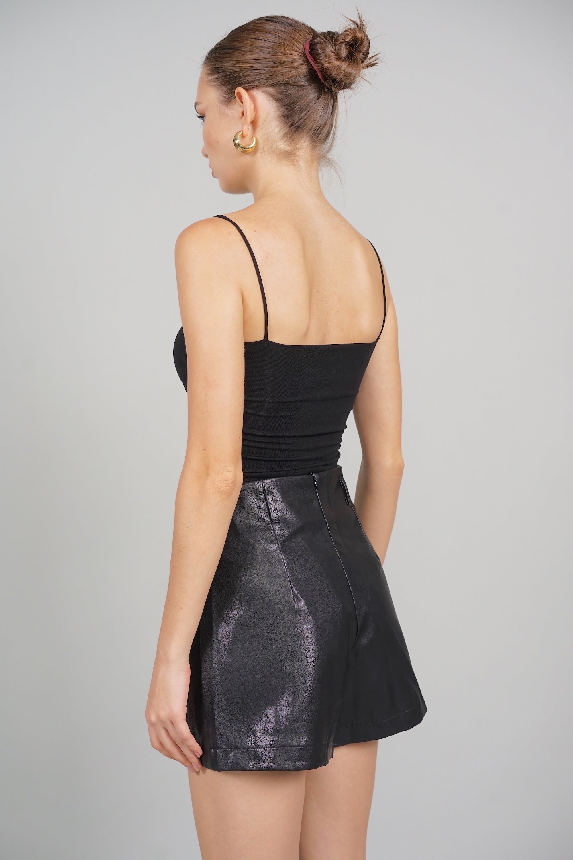 EVERYDAY / Zadie Leather Shorts in Black