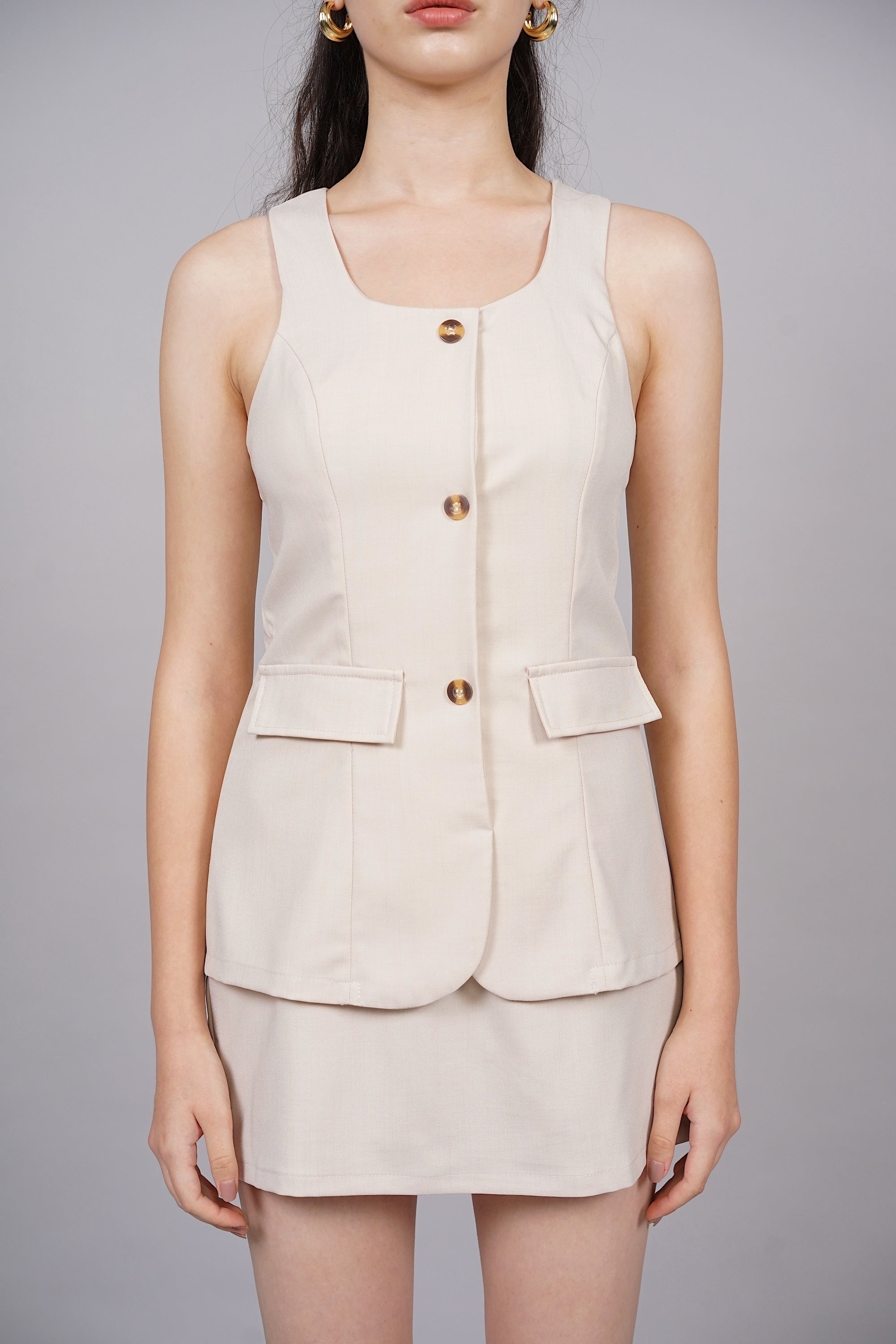 Vest Romper in Nude