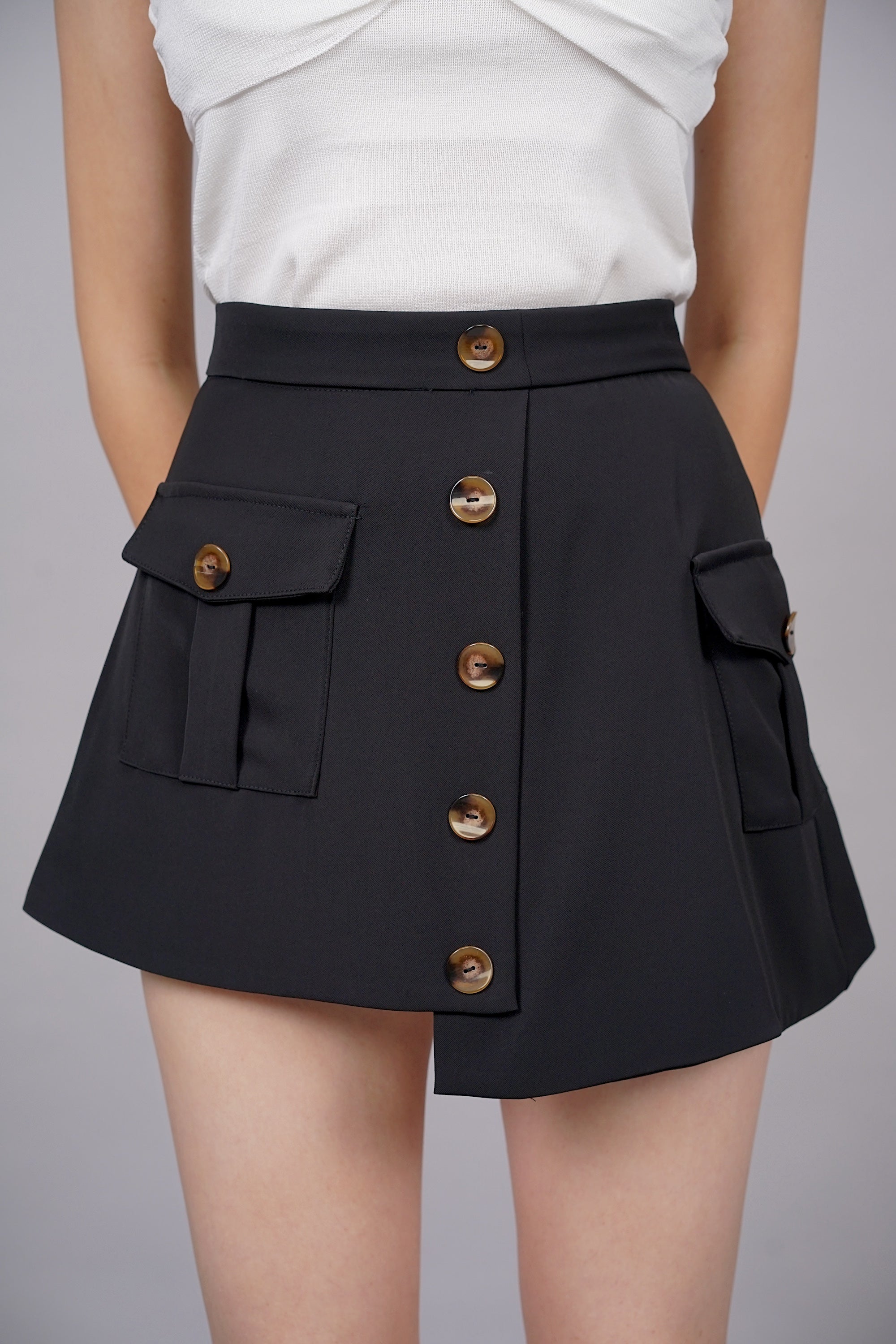 Asymmetrical Utility Skorts in Black