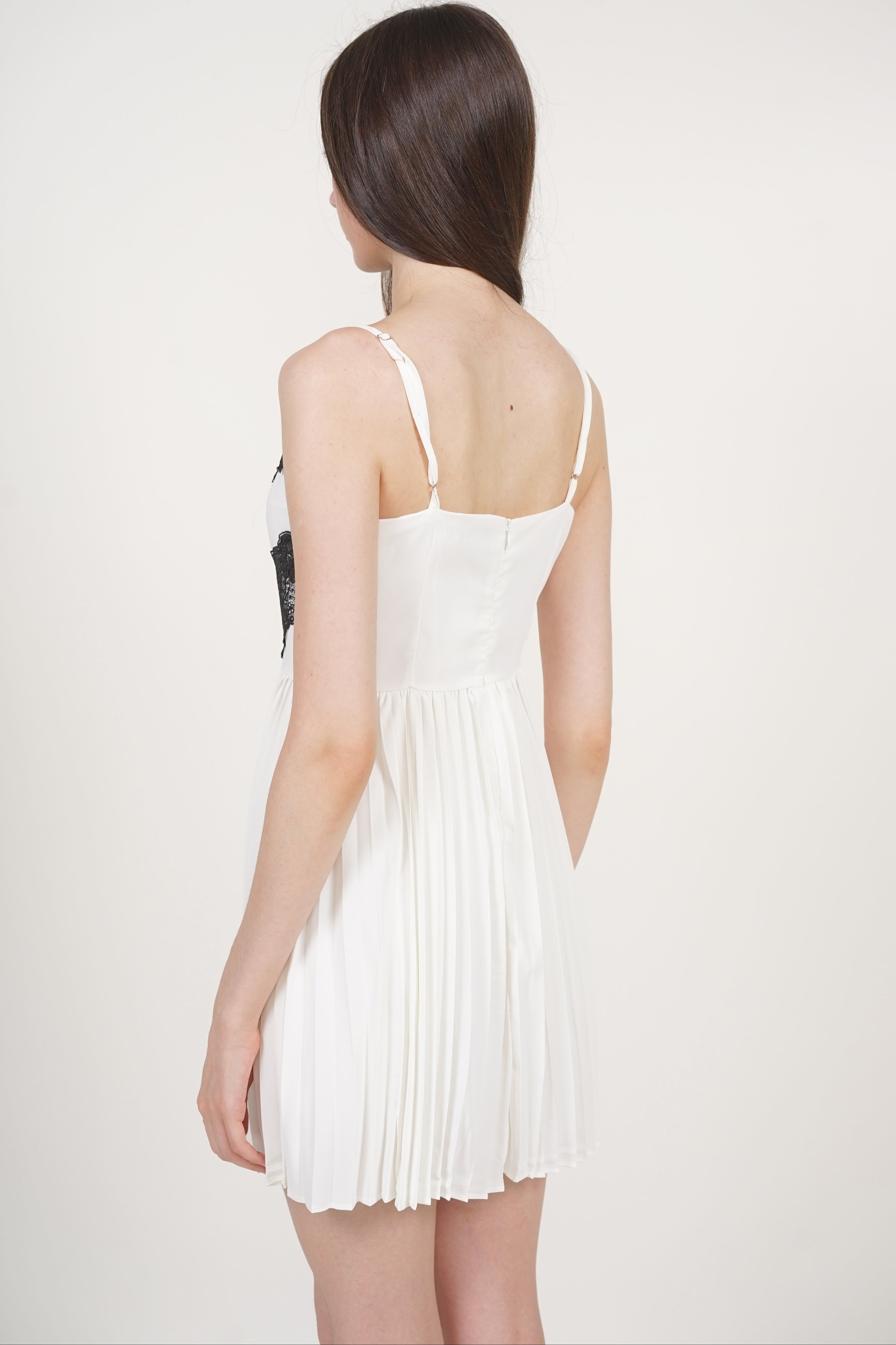 Cami Lace Pleated Romper in White