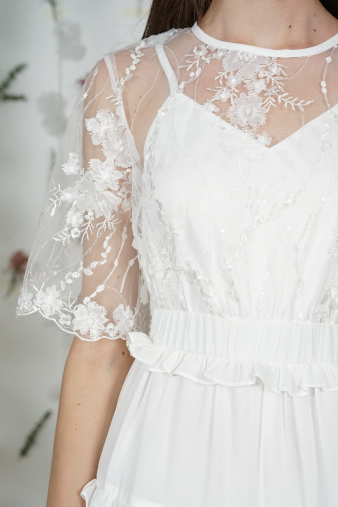 Carmilla Embroidered Dress in White