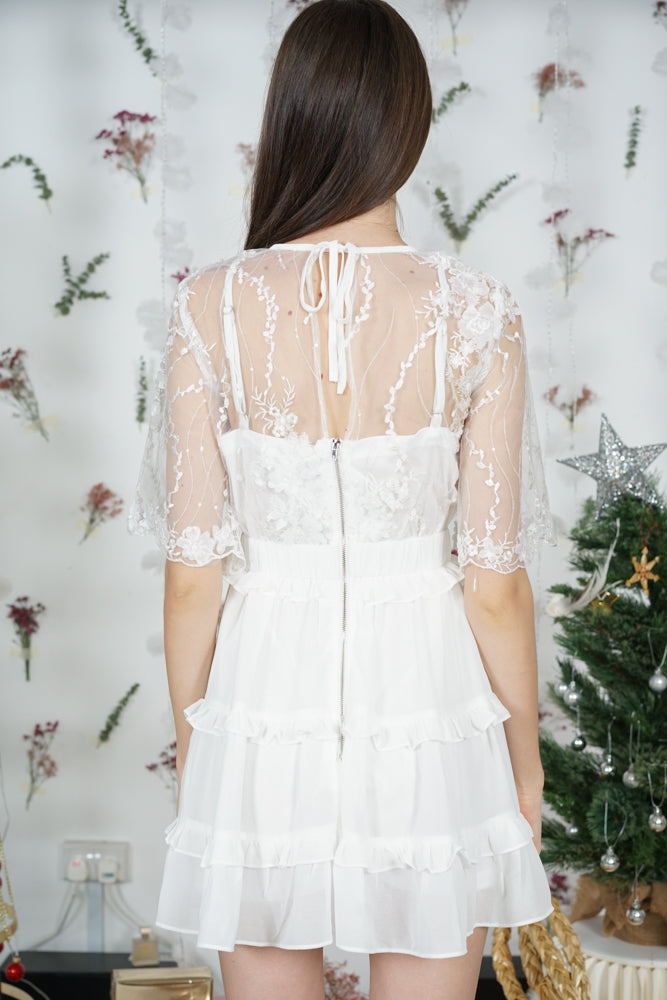 Carmilla Embroidered Dress in White
