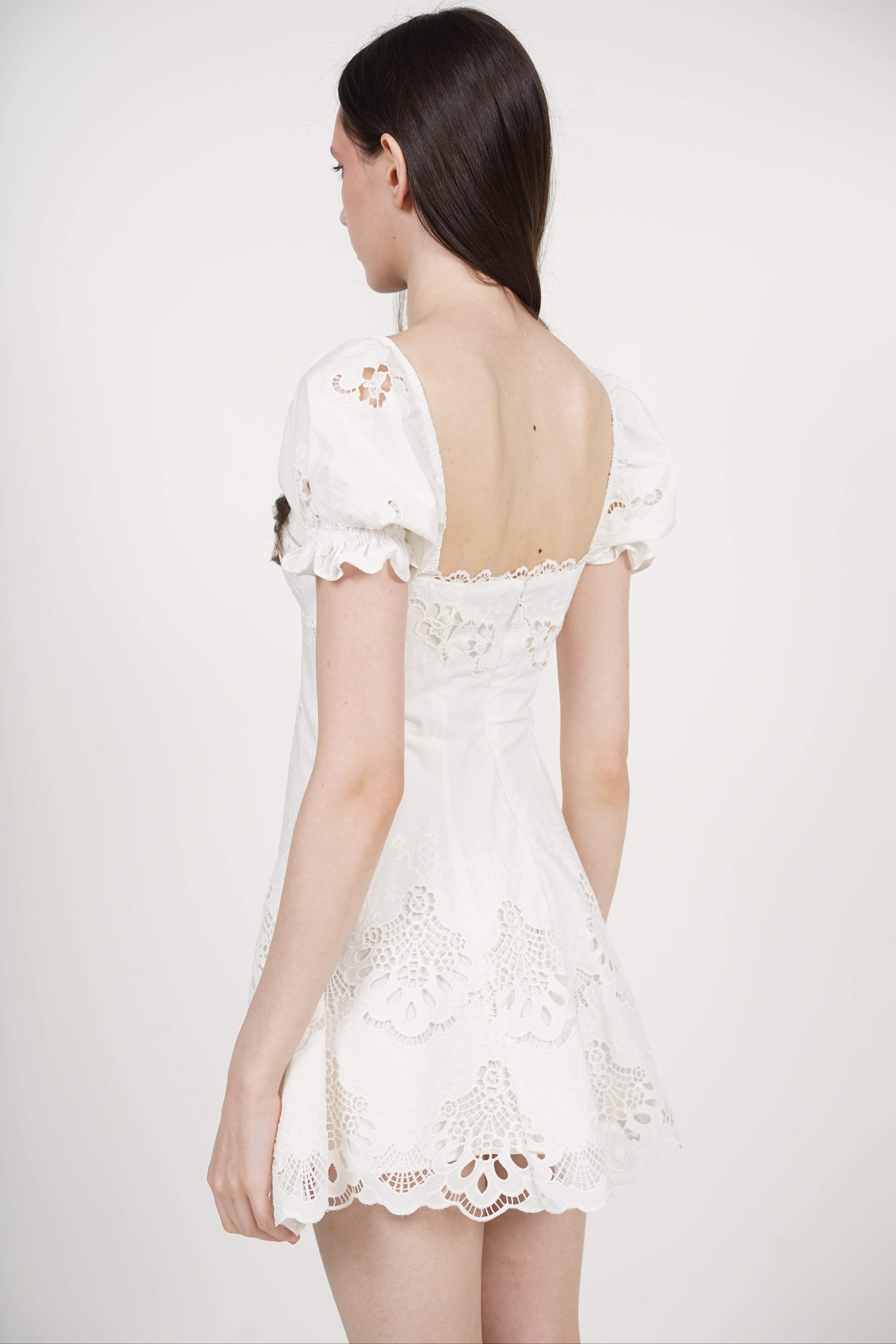 COMING SOON - Puff Sleeve Mini Dress in White broderie Anglaise