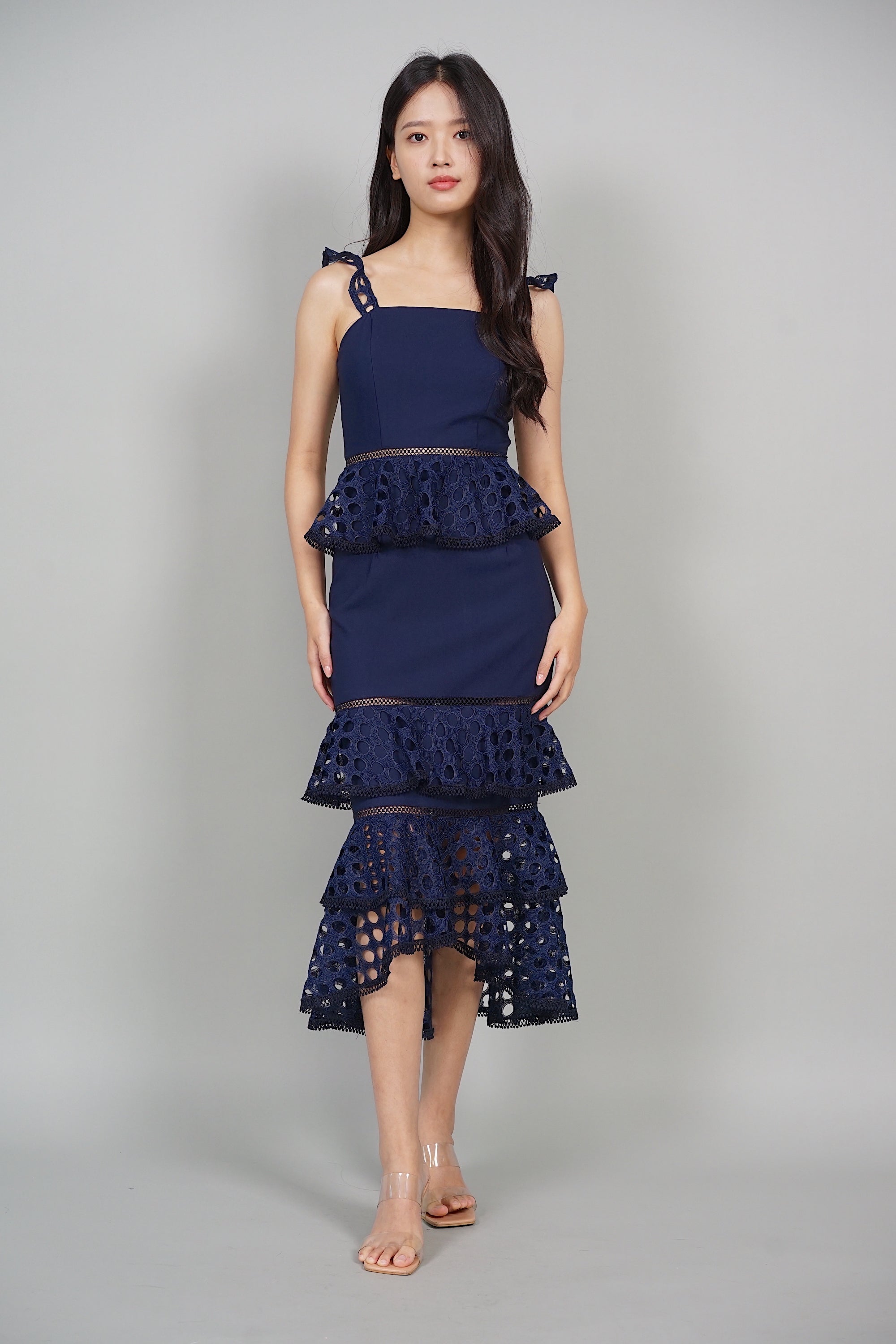 Jovene Tiered Dress in Midnight