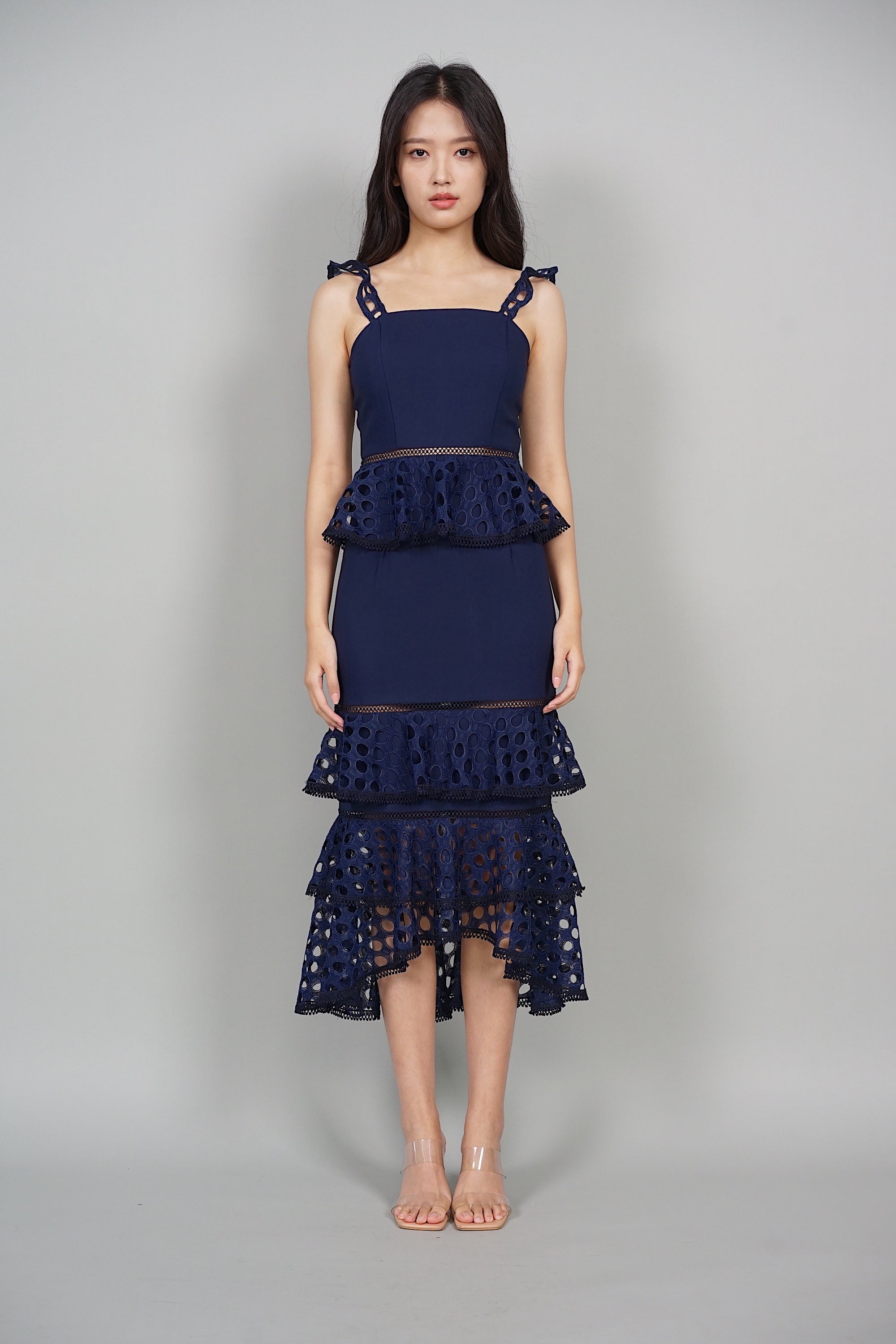 Jovene Tiered Dress in Midnight