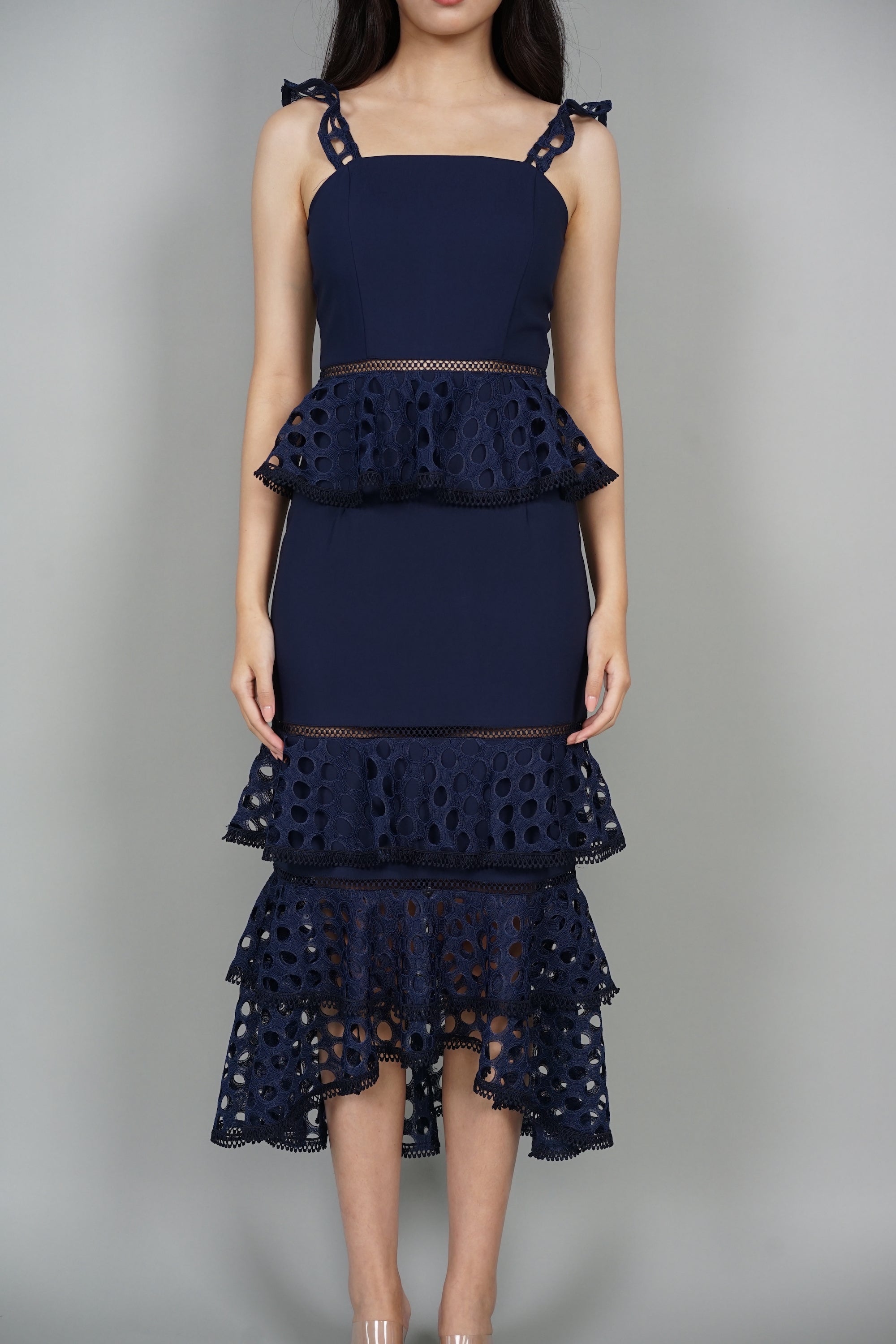 Jovene Tiered Dress in Midnight