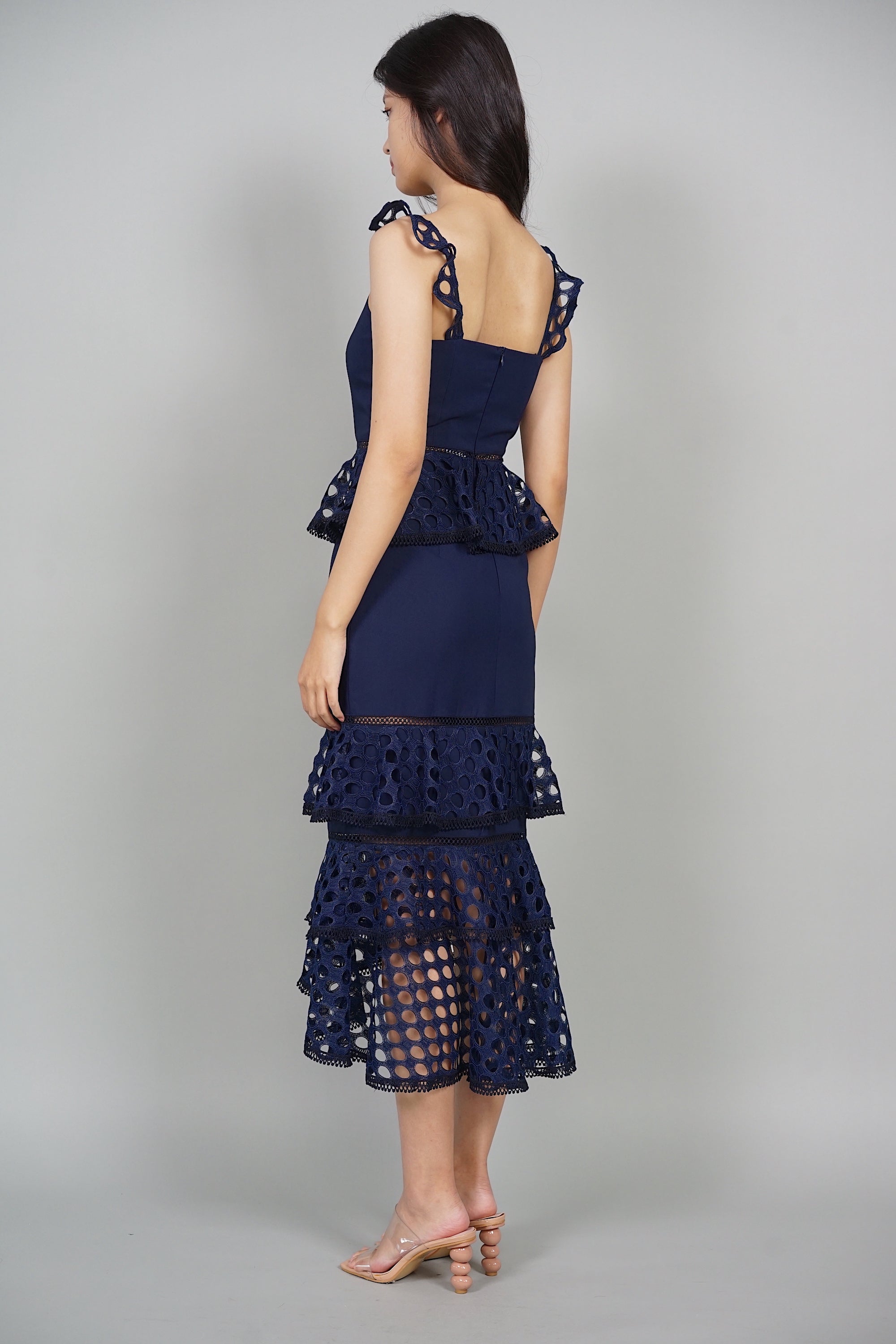 Jovene Tiered Dress in Midnight