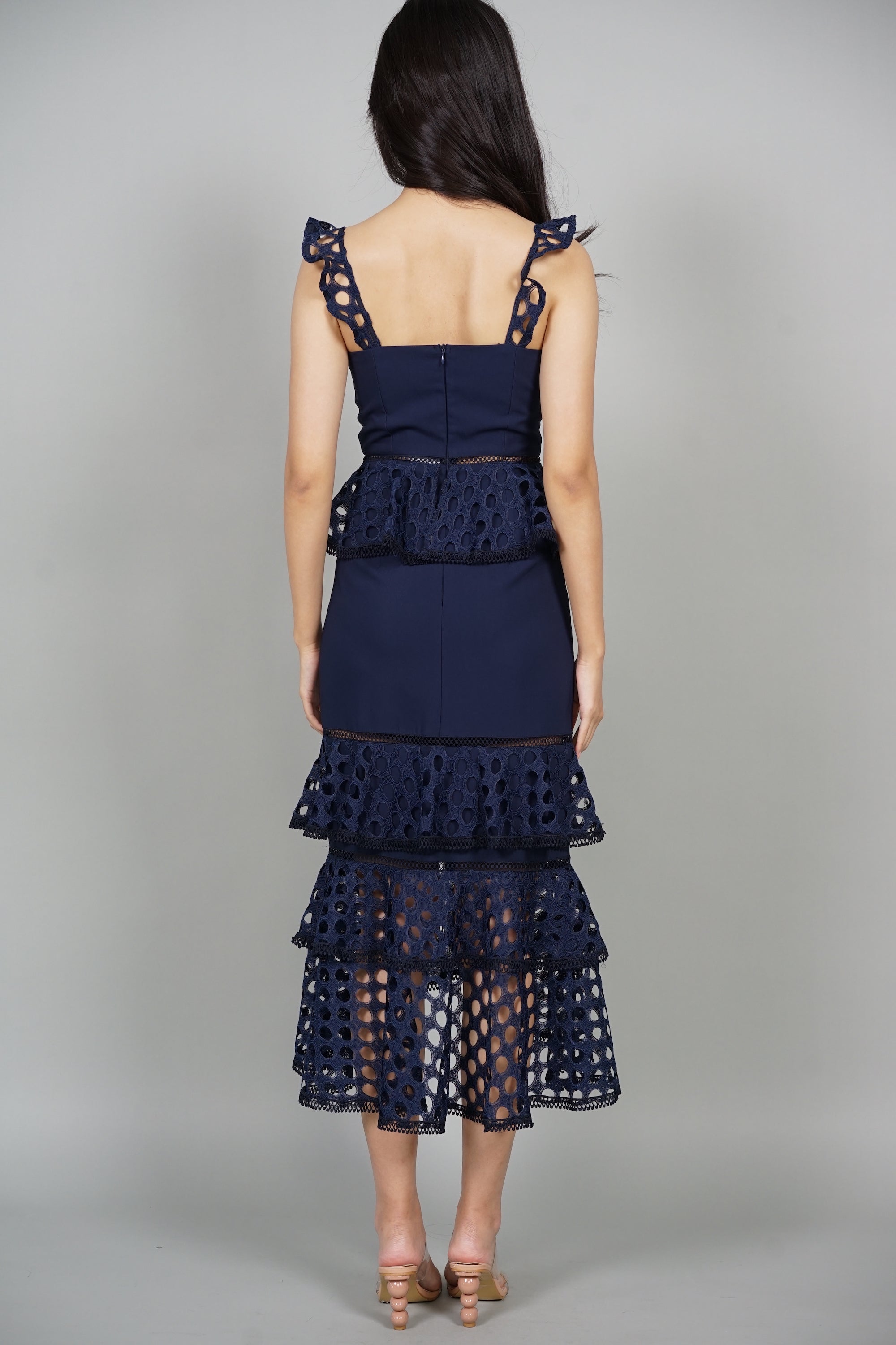 Jovene Tiered Dress in Midnight