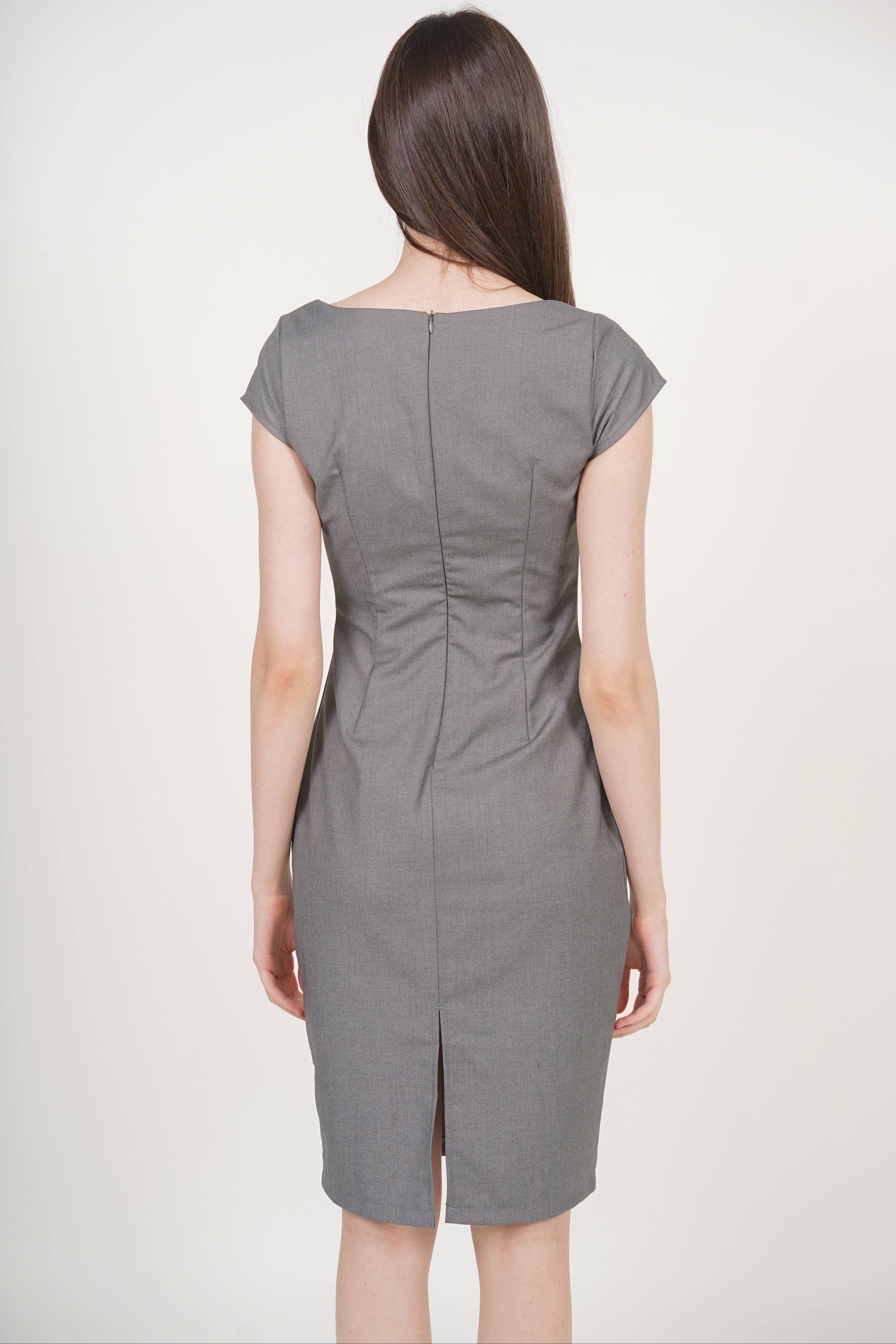 Cap Sleeve Midi Dress in Grey