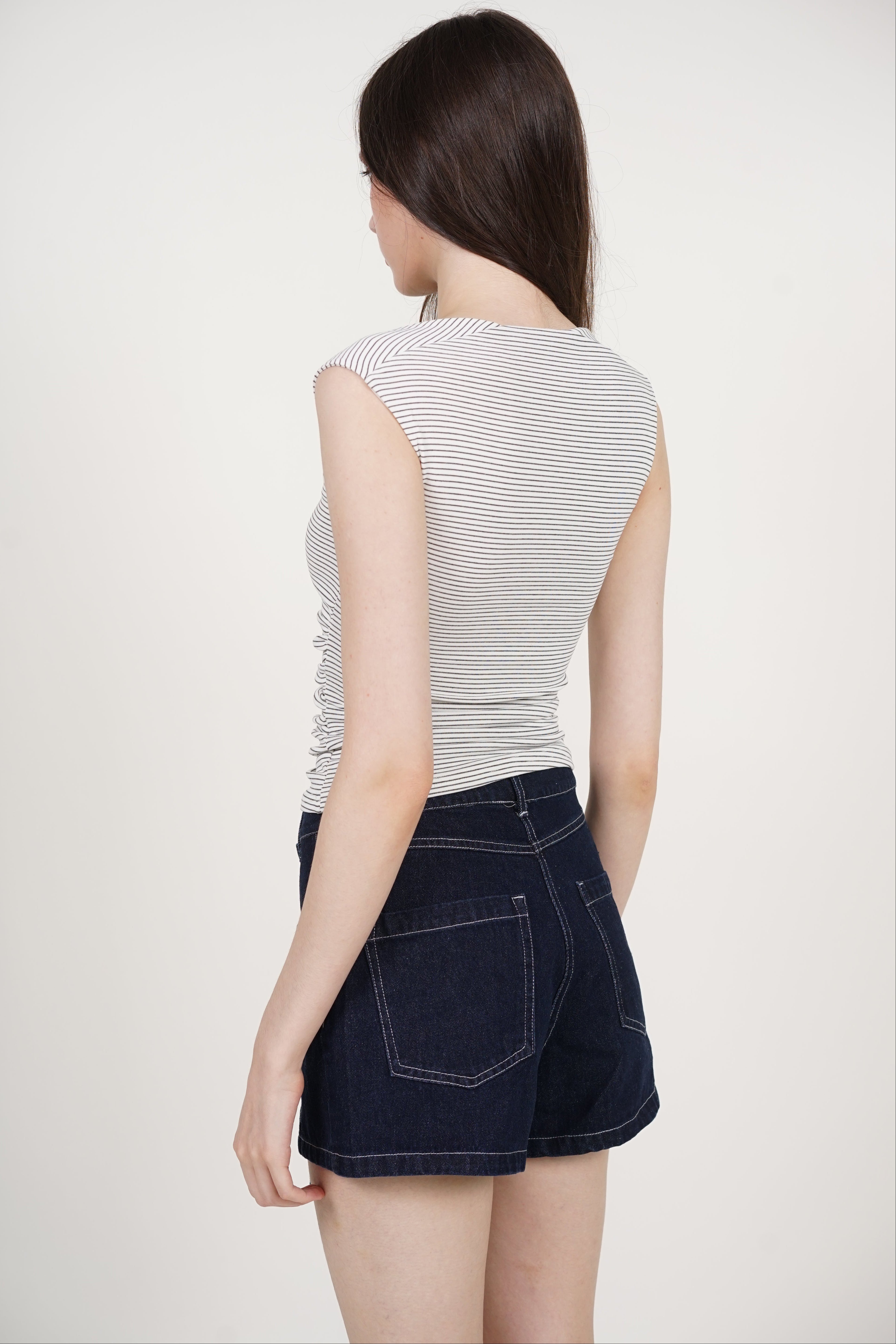 Button Wrap Skorts Denim in Dark Blue