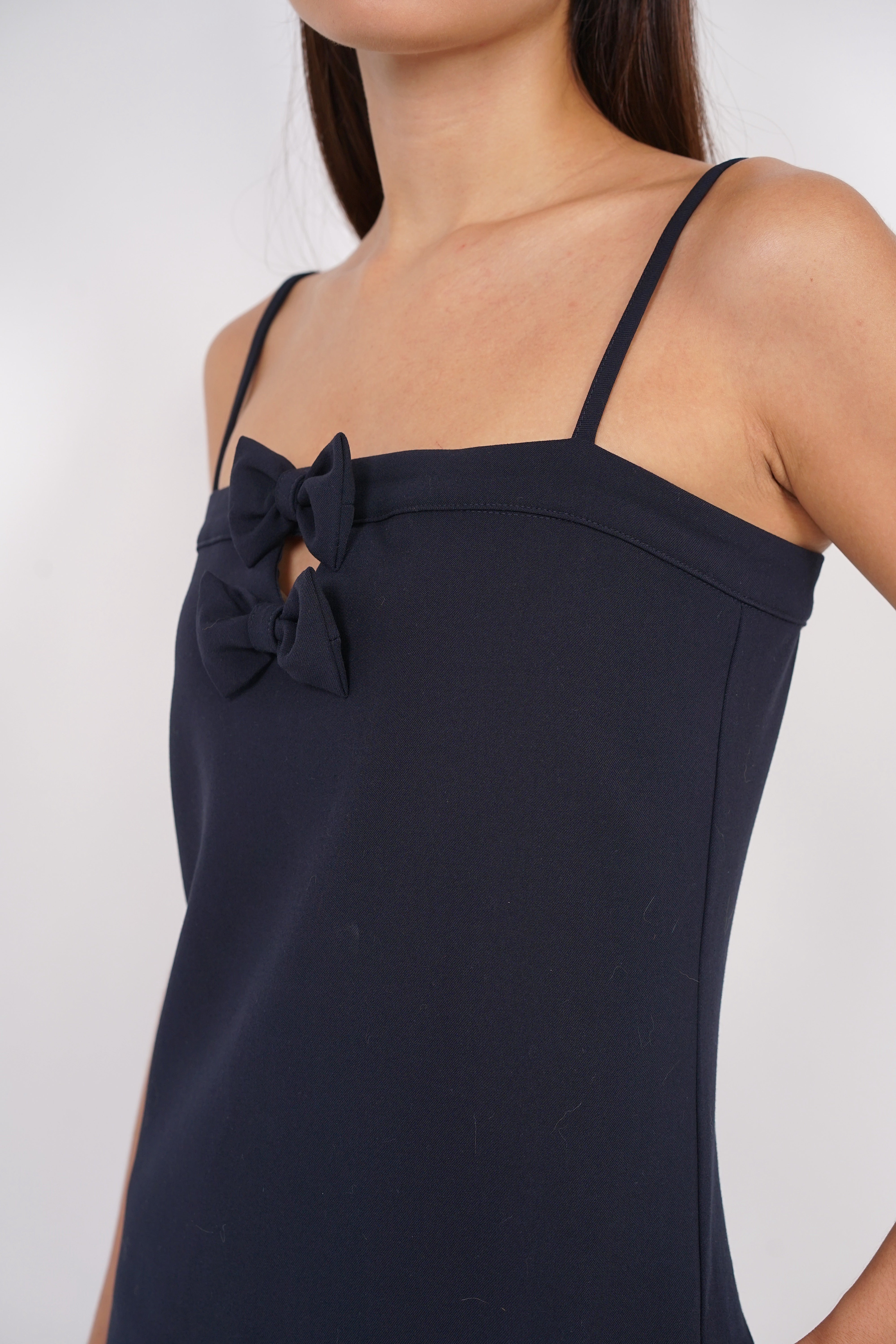 Bow Up Mini Dress in Midnight Black