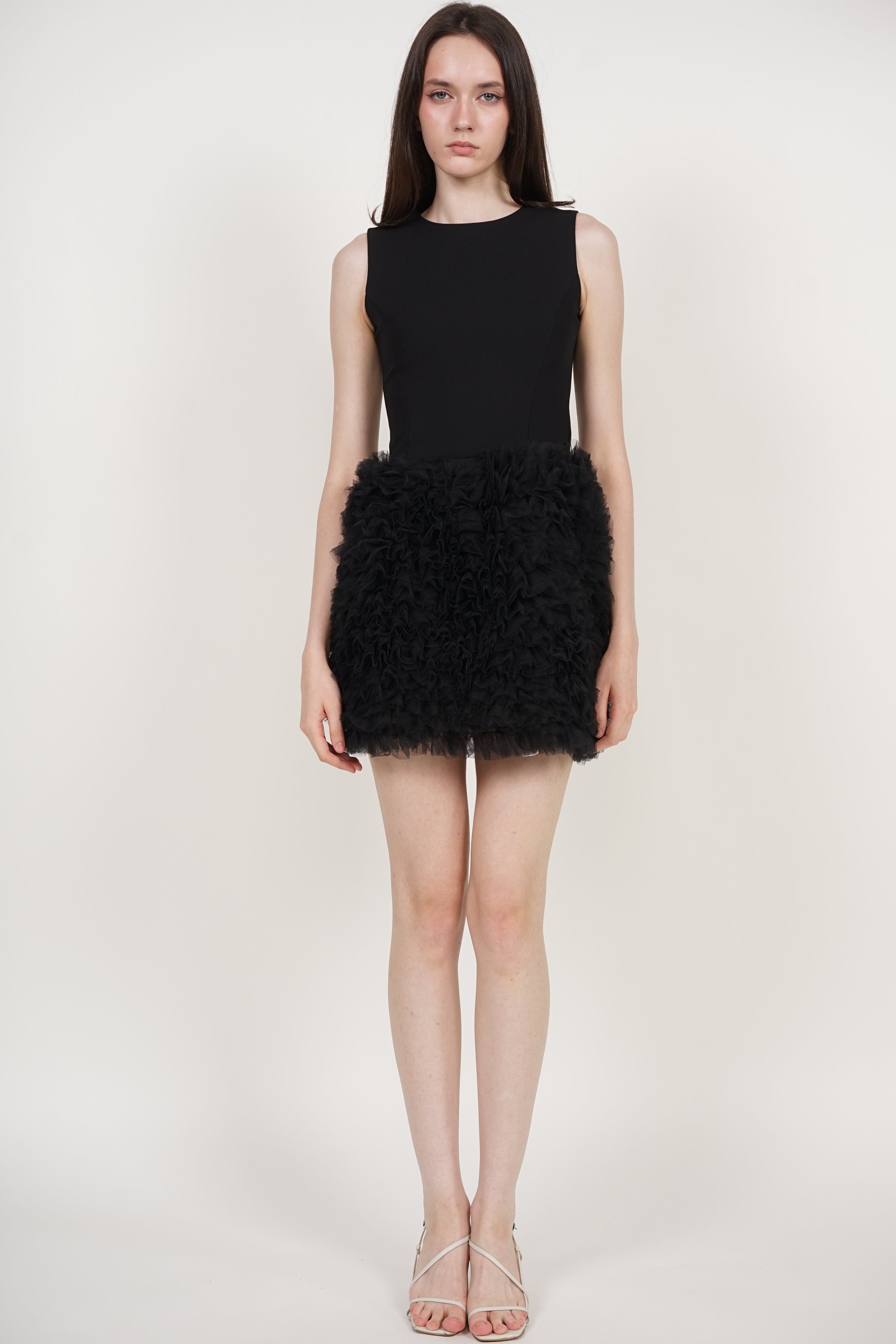 A-Line Mesh Tutu Dress in Black