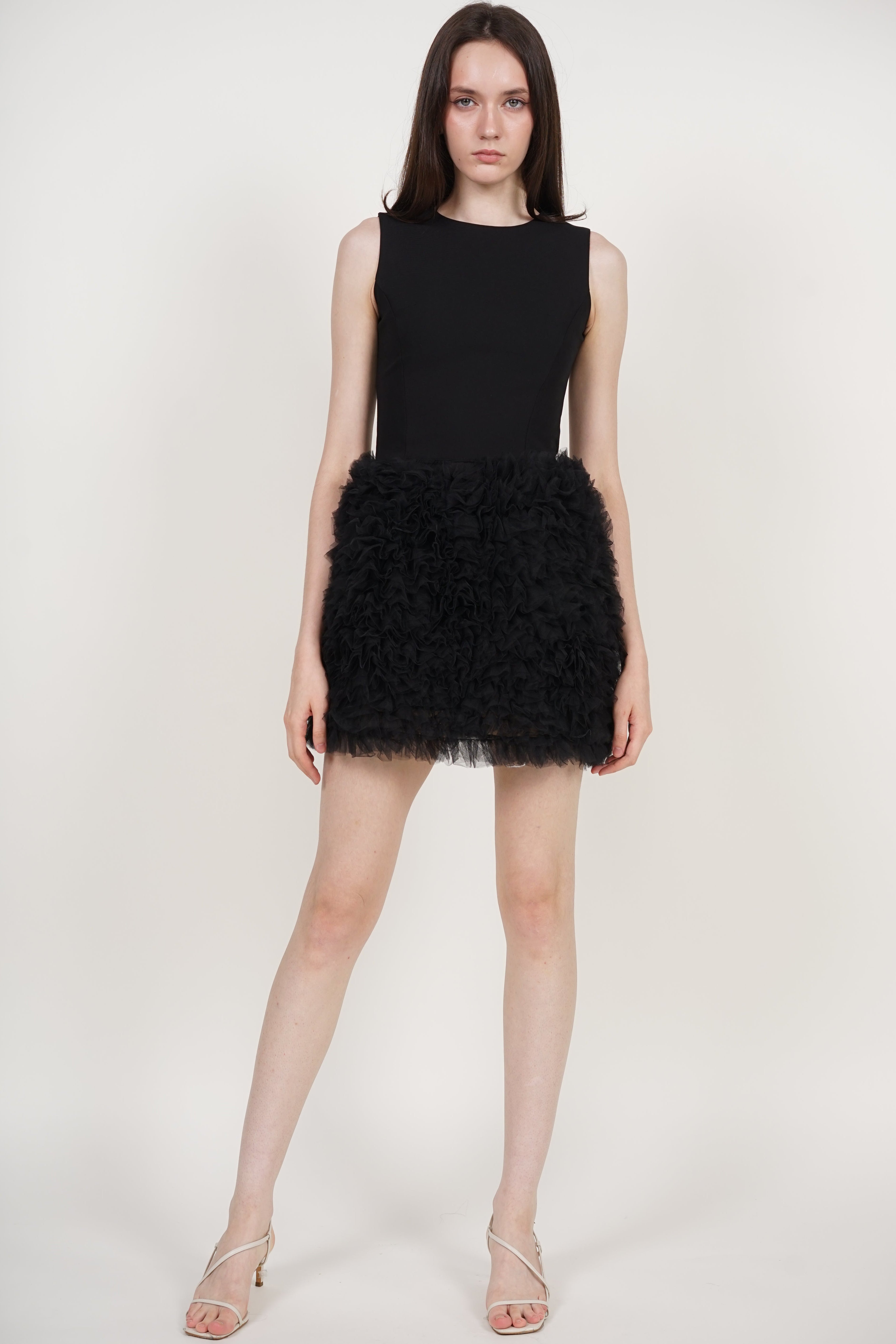 A-Line Mesh Tutu Dress in Black