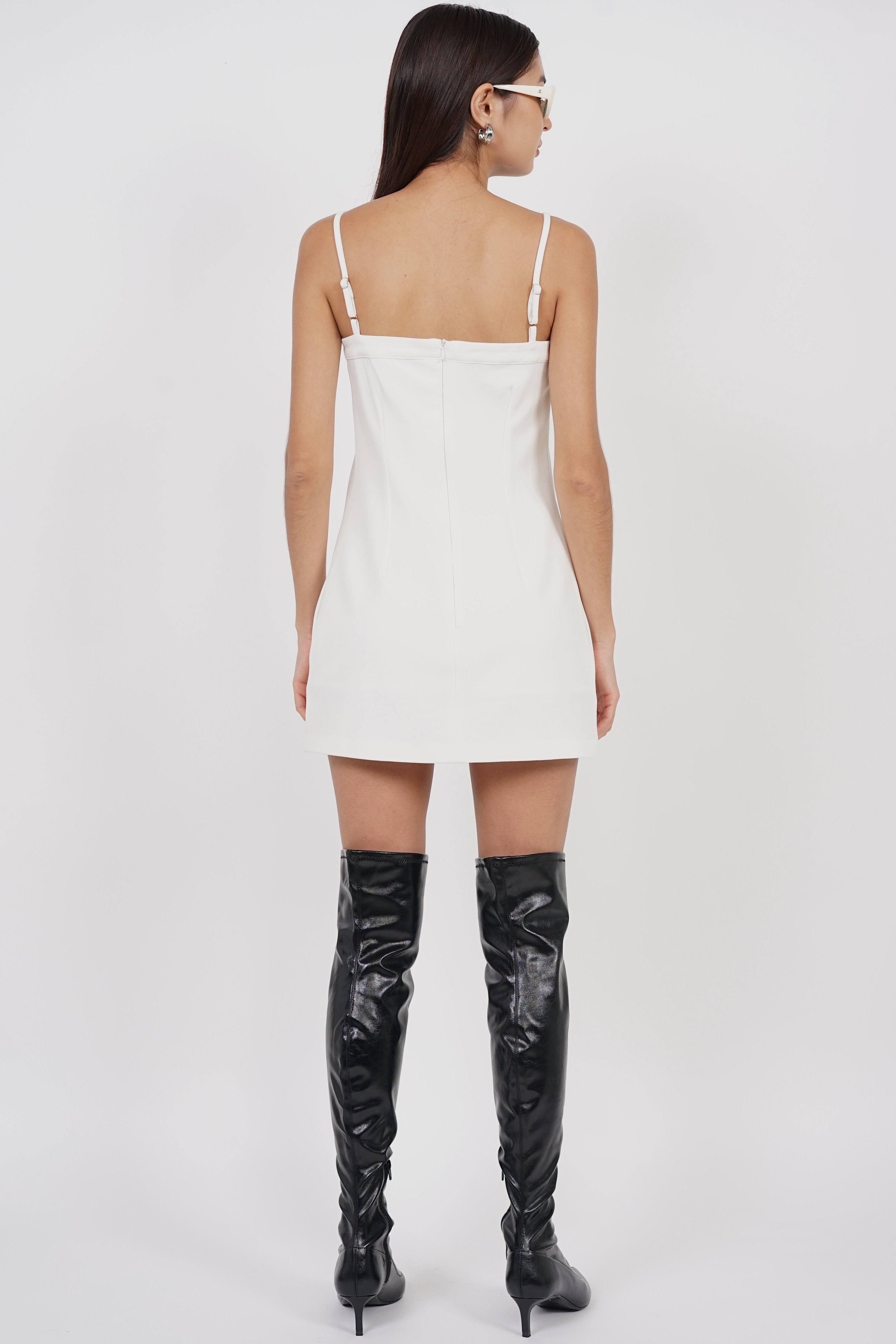 Bow Up Mini Dress in White